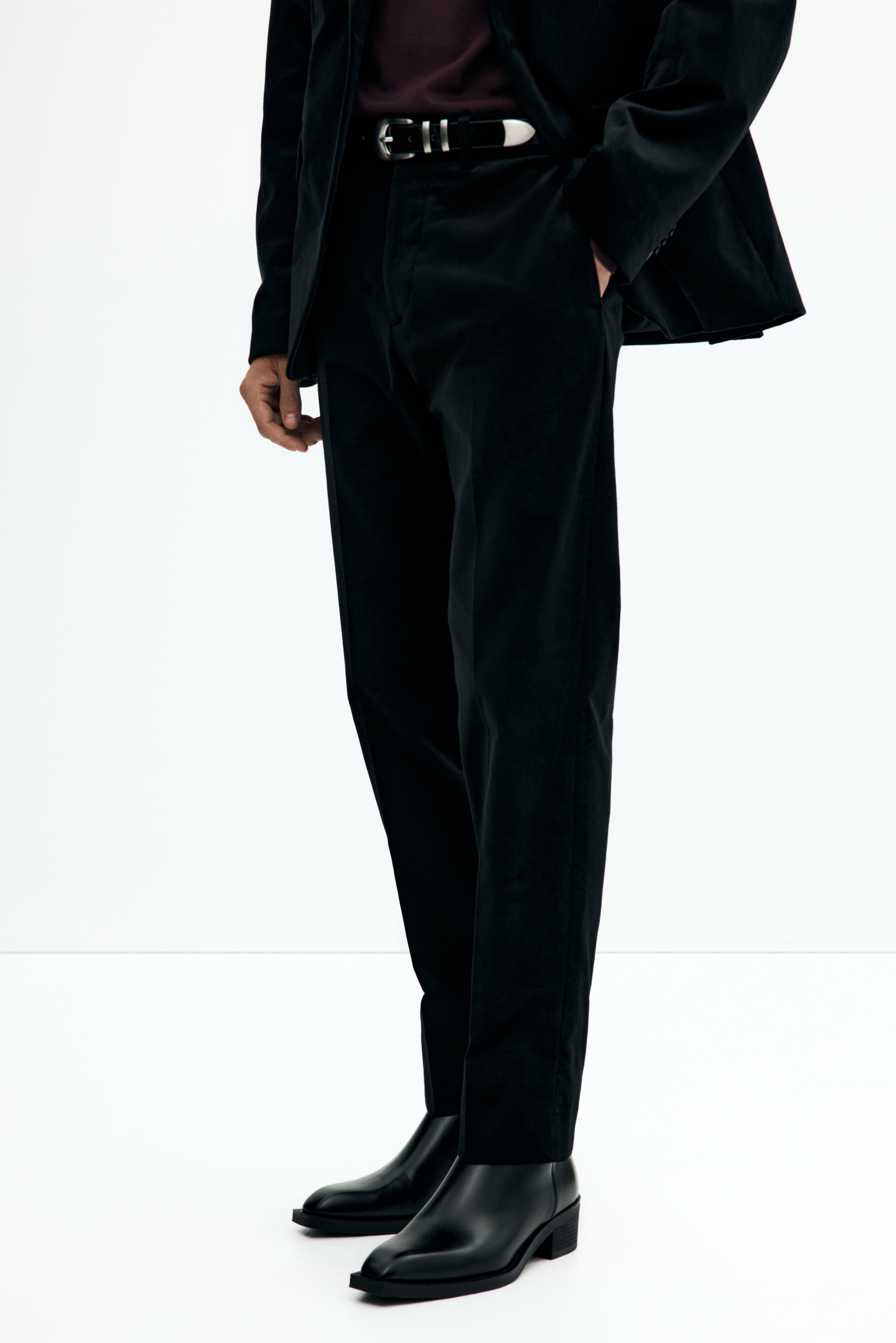 Men's Black Regular-Fit Velvet Suit Pants | H&M US