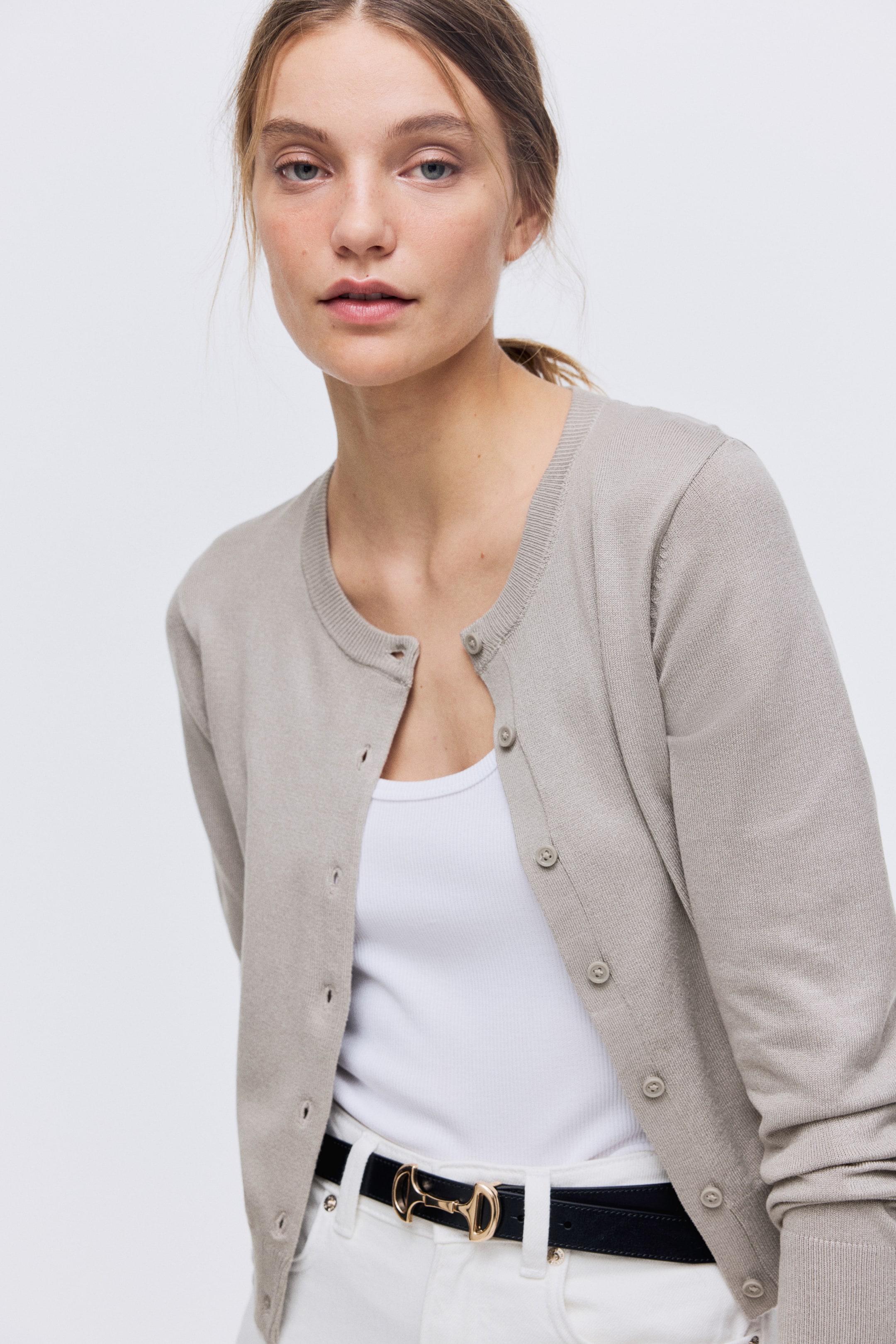 View larger image: Fine-Knit Cardigan - Light taupe - Ladies | H&M PH 3