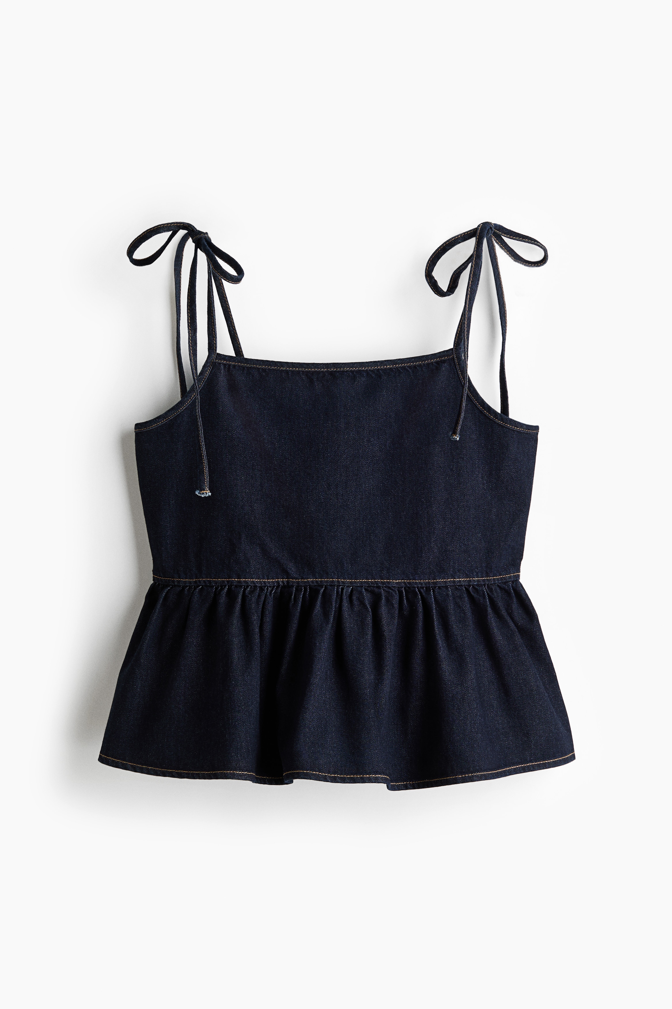 タイストラップトップス - ダークデニムブルー/クリーム/ブラック