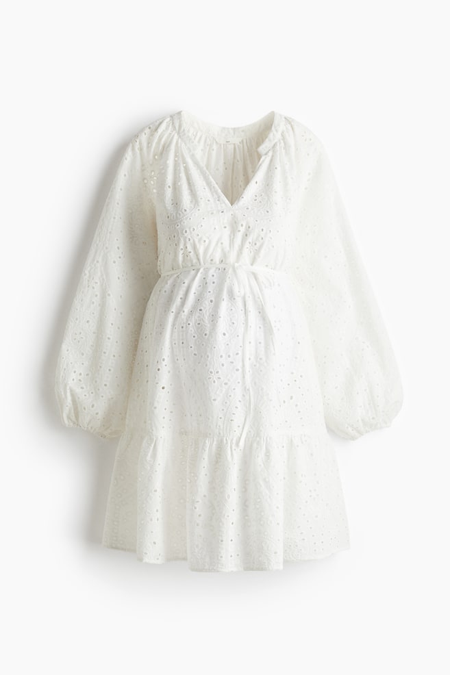 MAMA Robe avec broderie anglaise - Blanc - 1