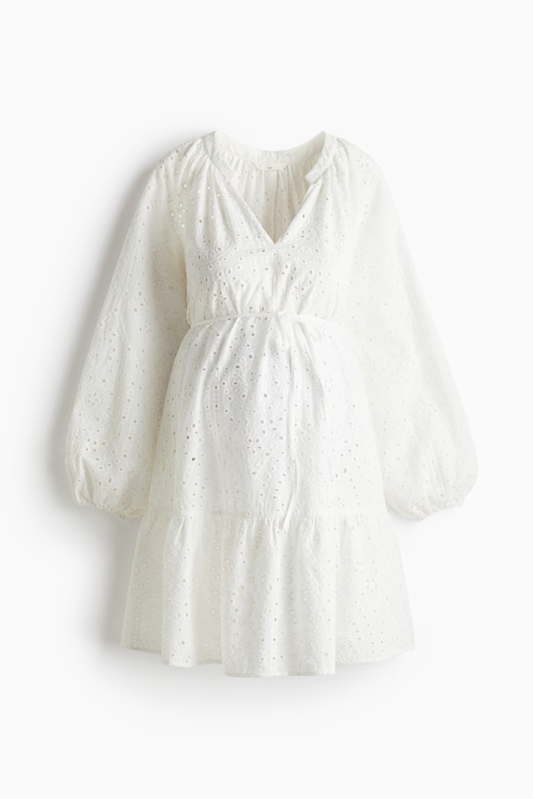 Women's White MAMA Eyelet-Embroidered Dress | H&M US