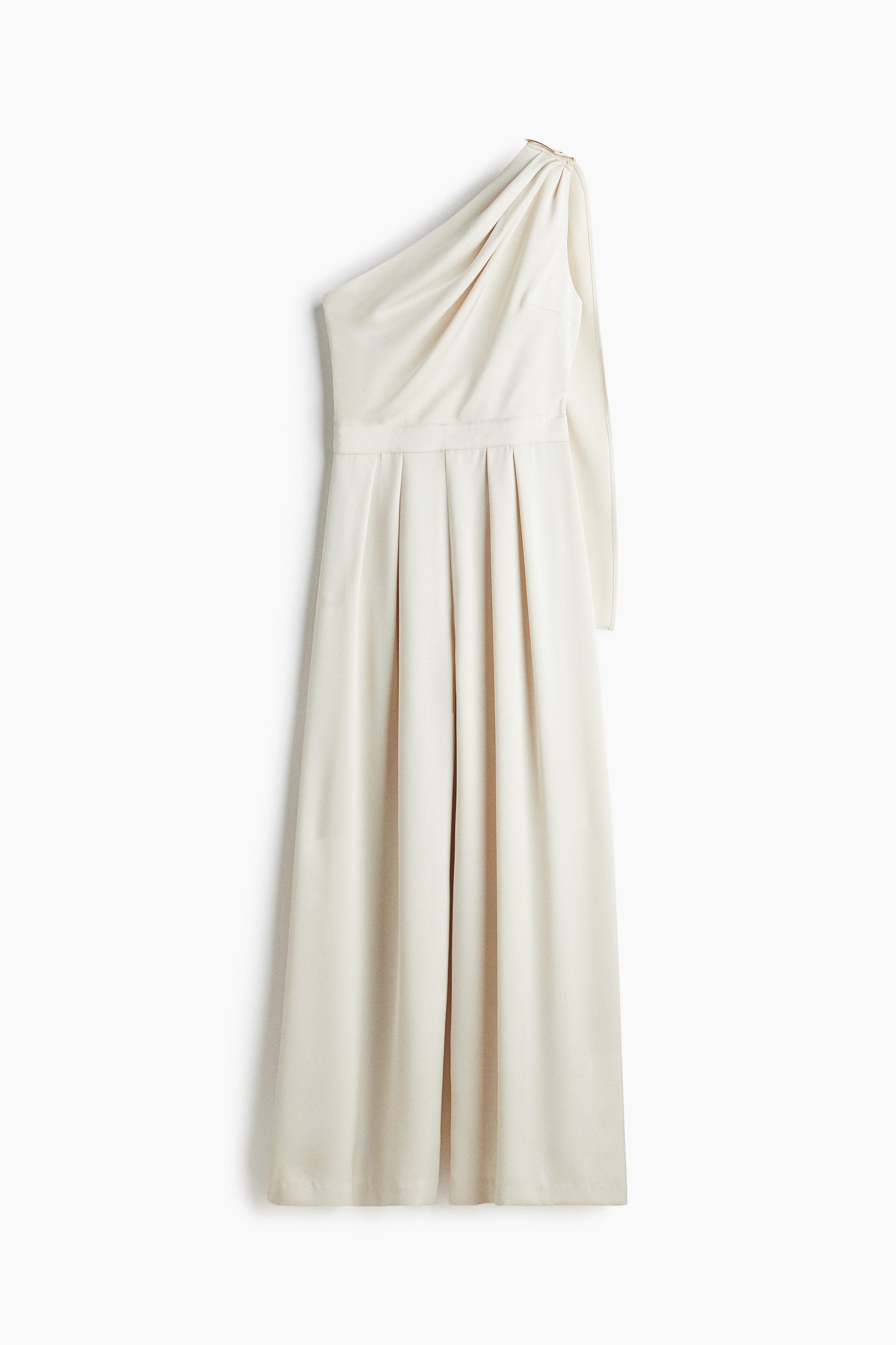 One-shoulder satin jumpsuit - Cream