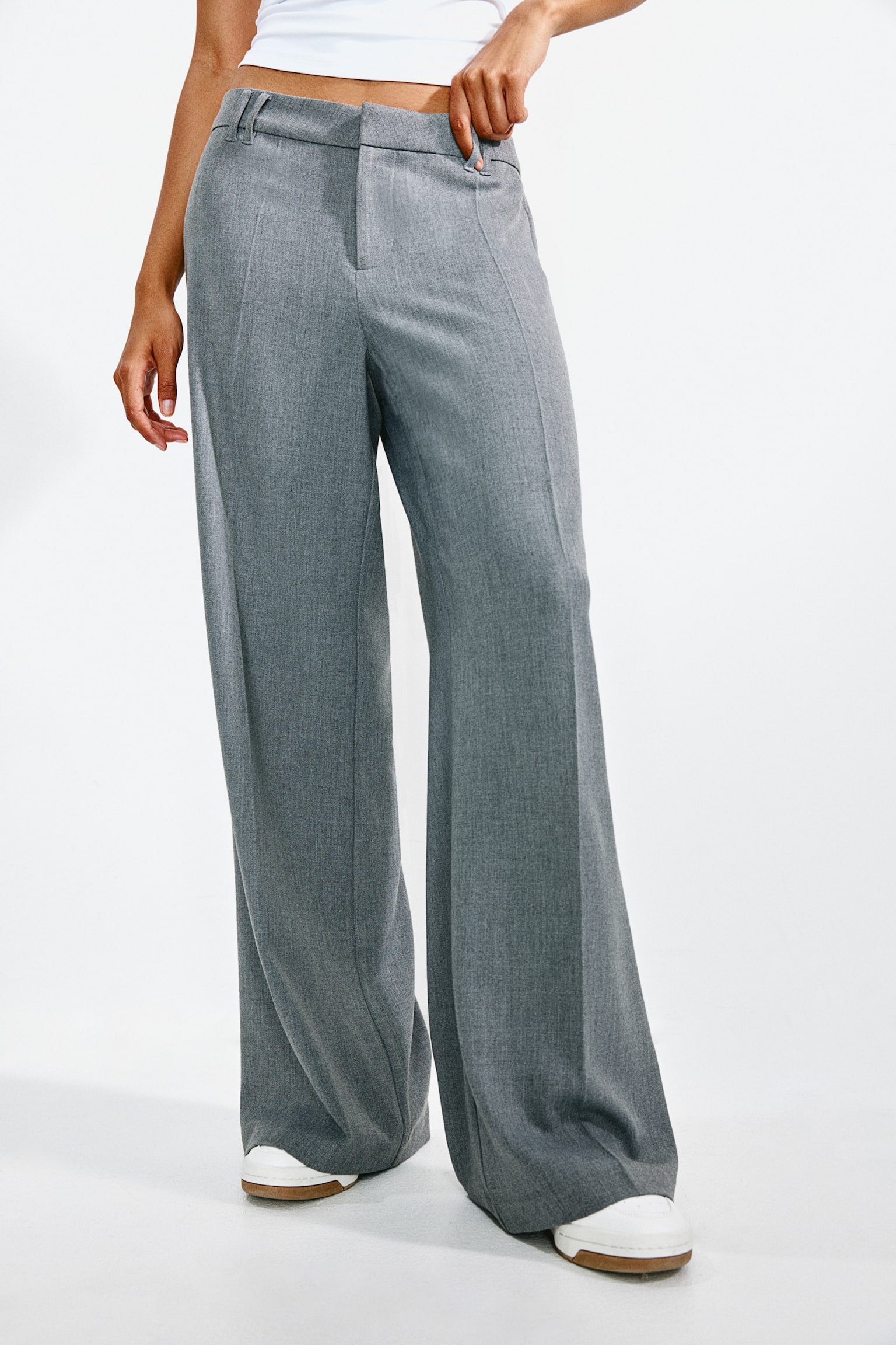 Wide tailored trousers - Grey marl/Dark grey marl/Navy blue/Pinstriped/Dark brown/Pinstriped/Black - 3