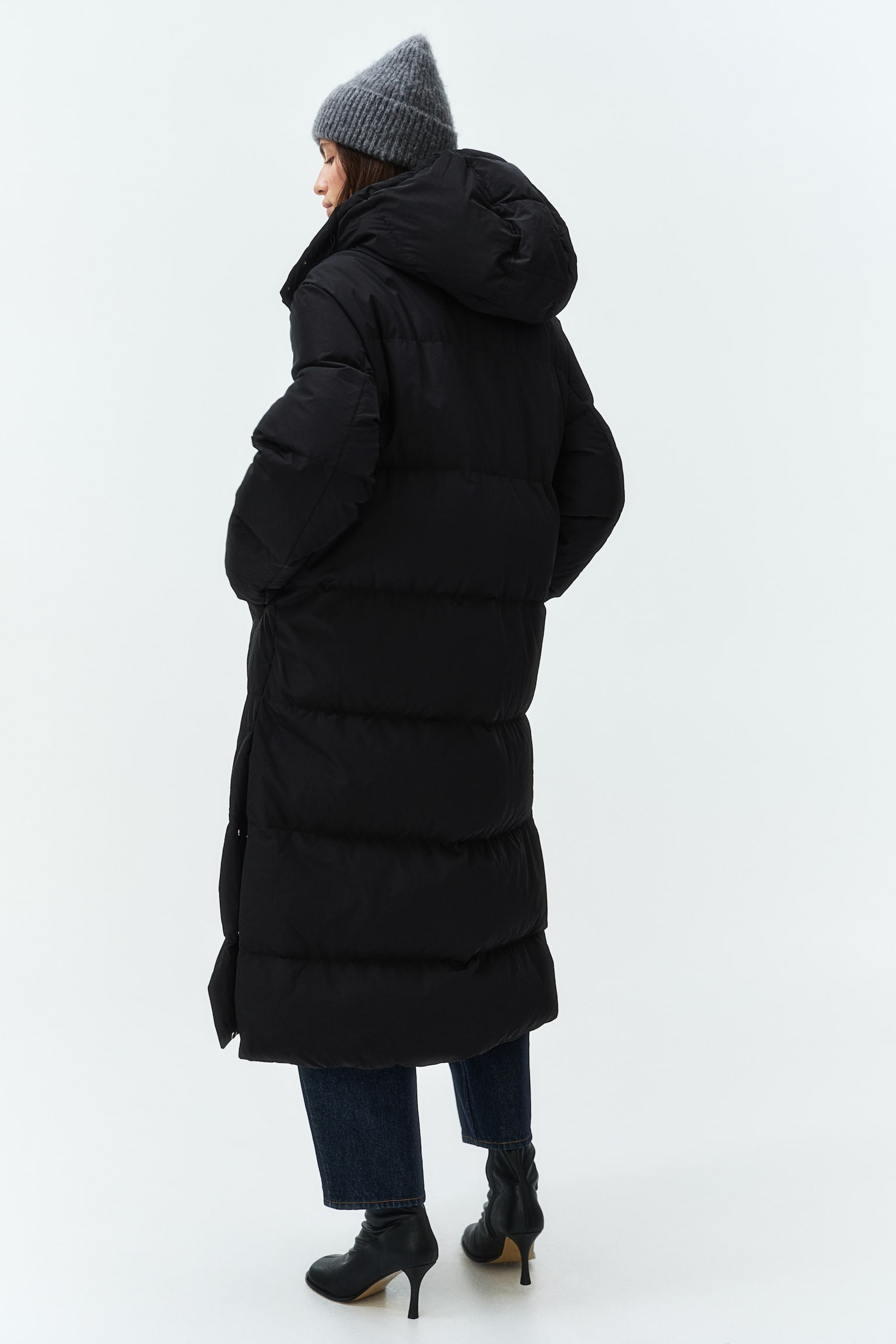 Water-repellent puffer down coat - Black - 7