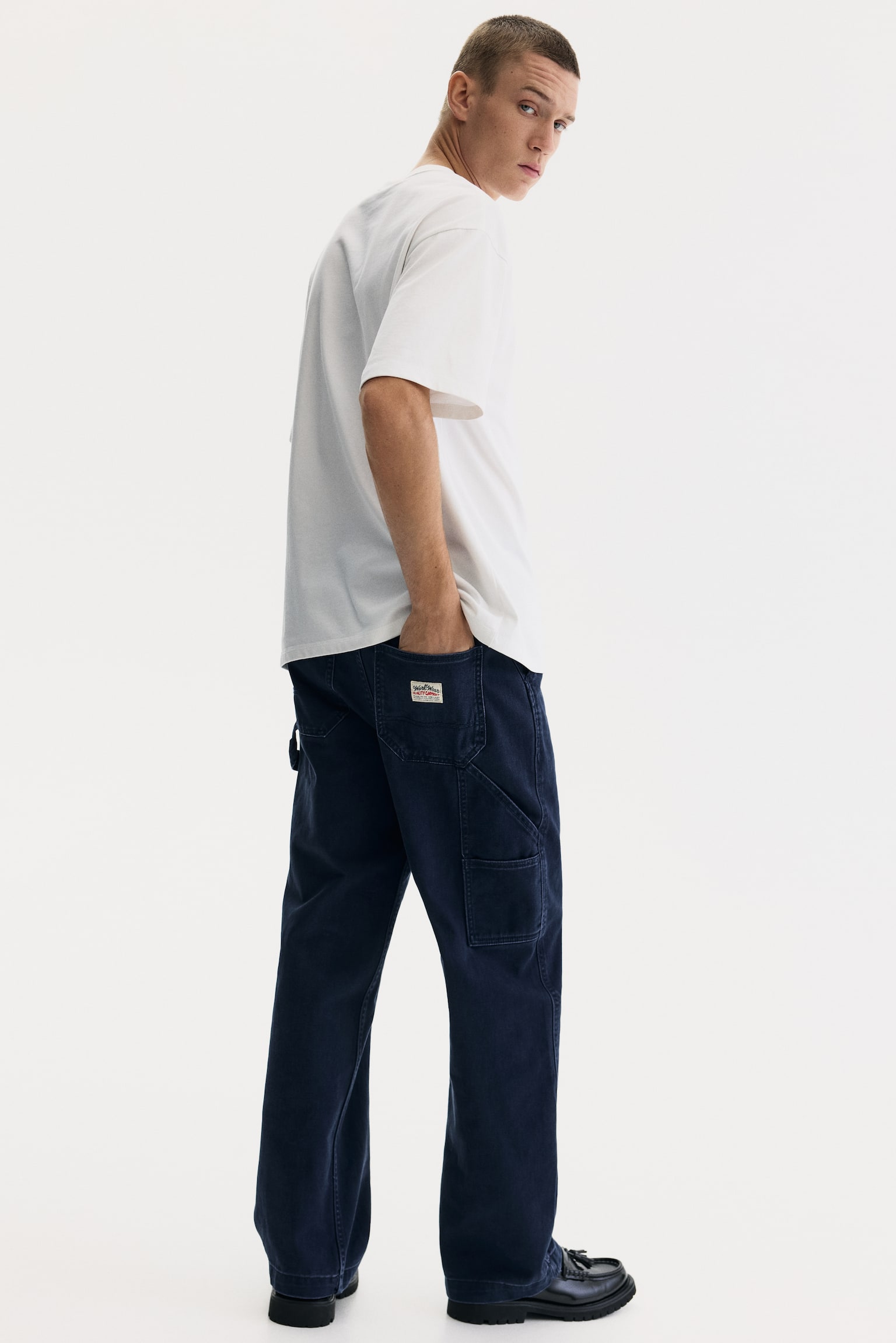 מכנסי עבודה Relaxed Fit - כחול נייבי/שחור/חום/בז' בהיר - 3