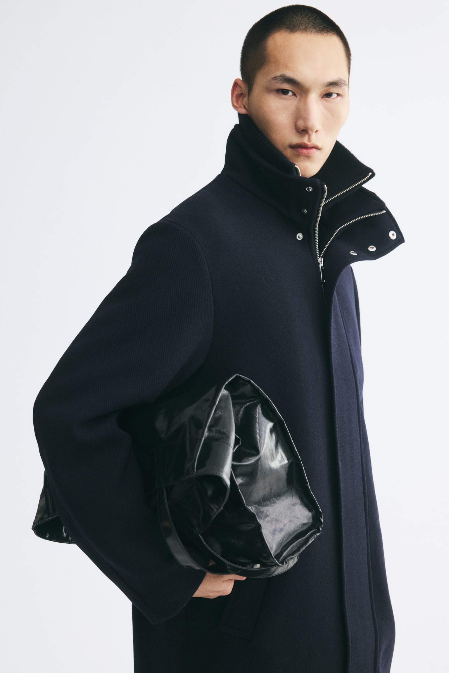 Мужское пальто H&M Wool-Blend Twill, цвет: Тёмный синий — фото 6
