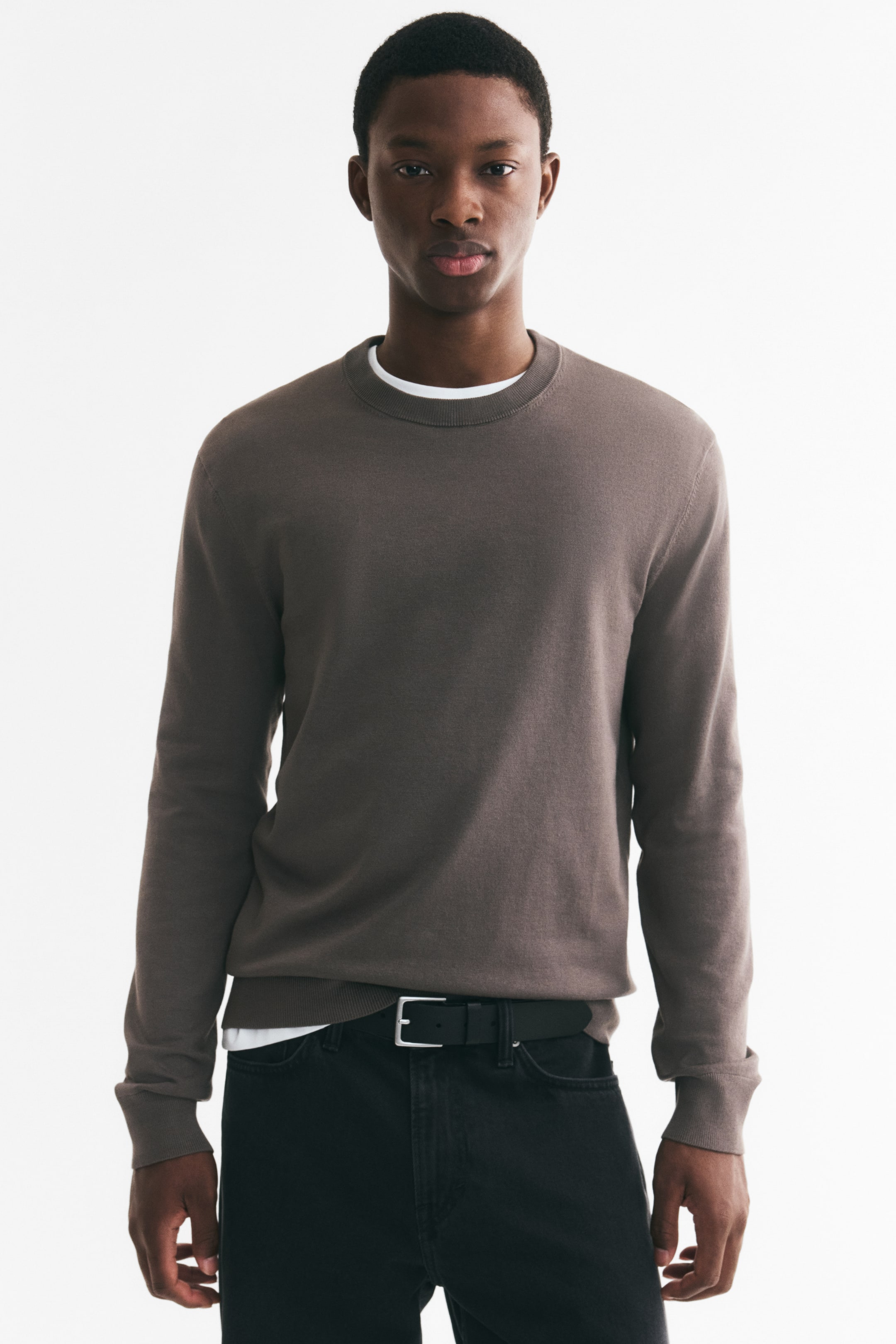 View larger image: Regular-Fit Fine-Knit Sweater - Dark taupe - Men | H&M US 1