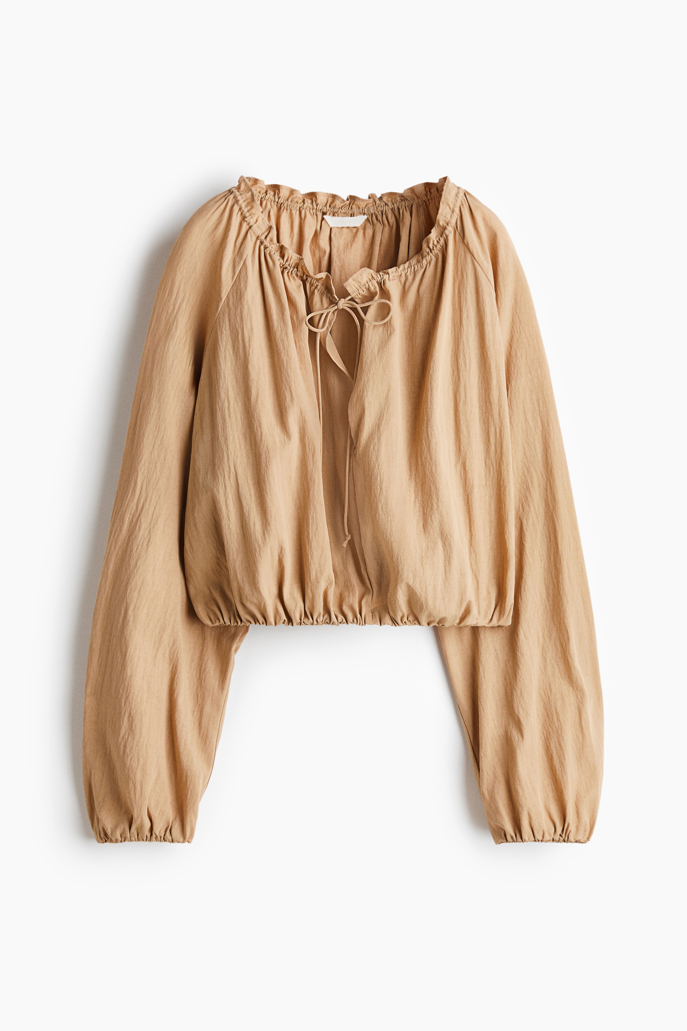 Bubble-Hem Blouse - Beige