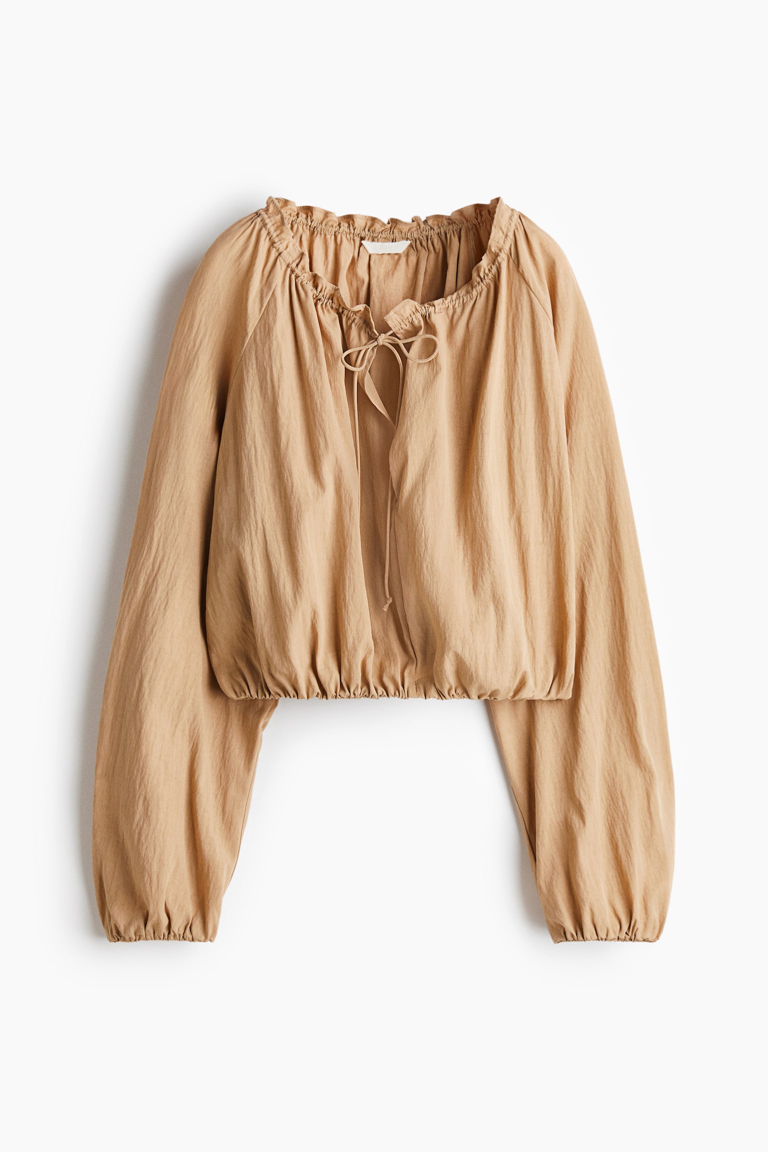 Bubble-hem blouse - Beige/Light khaki green - 1