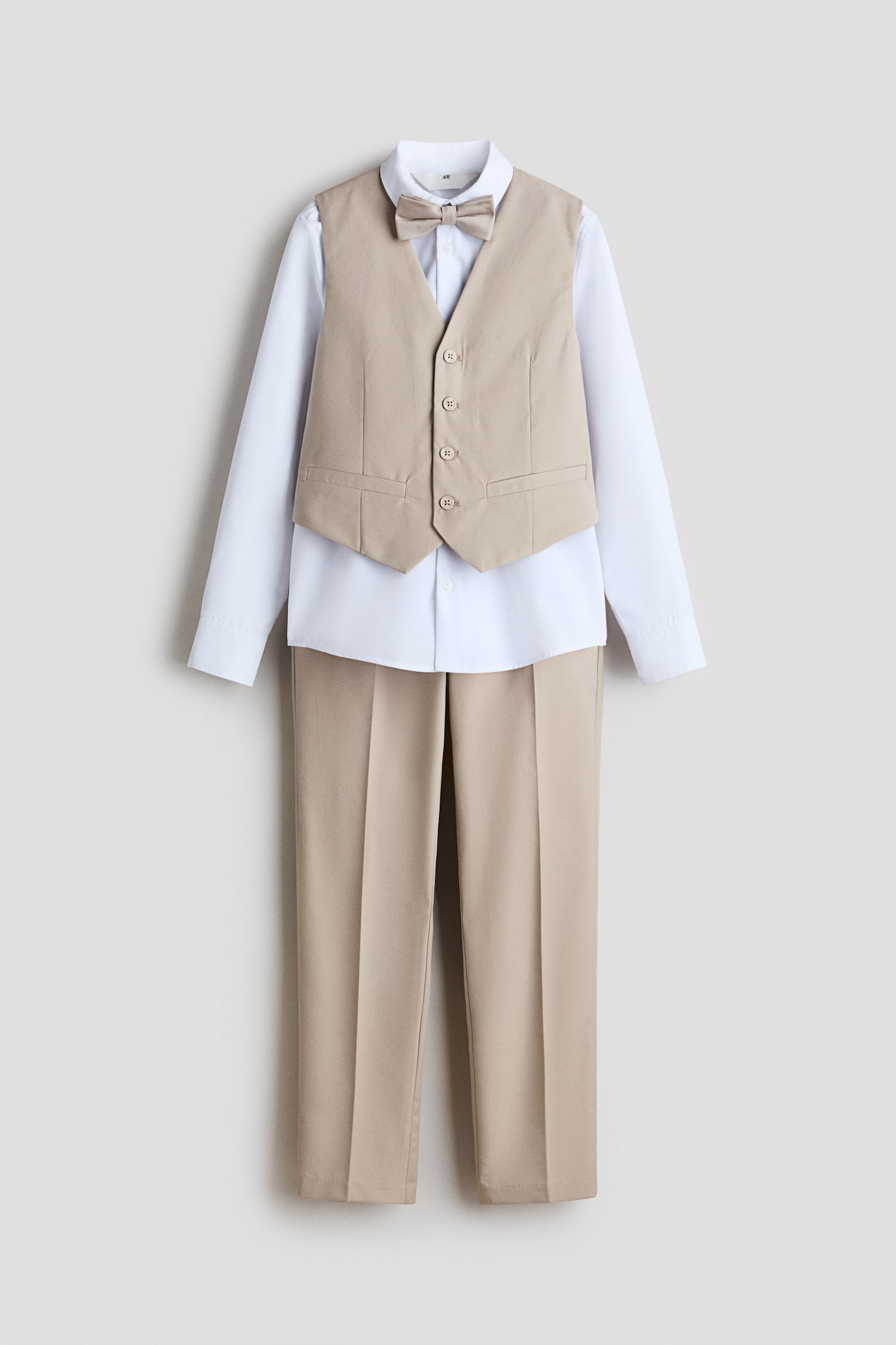 4-delige geklede set - Beige/wit