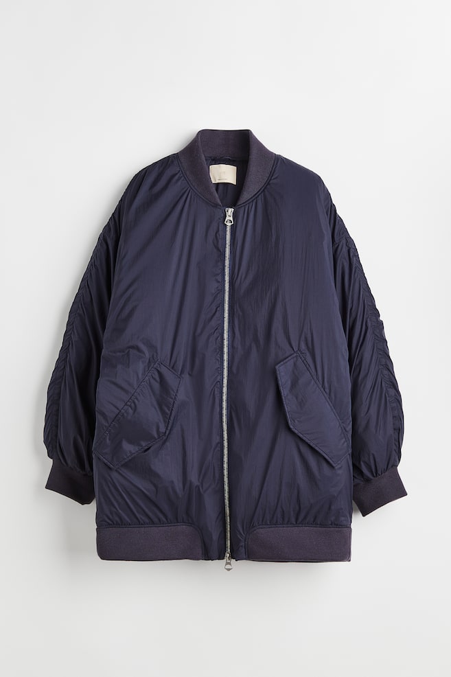 Oversized down jacket - Navy/Dark brown - 1