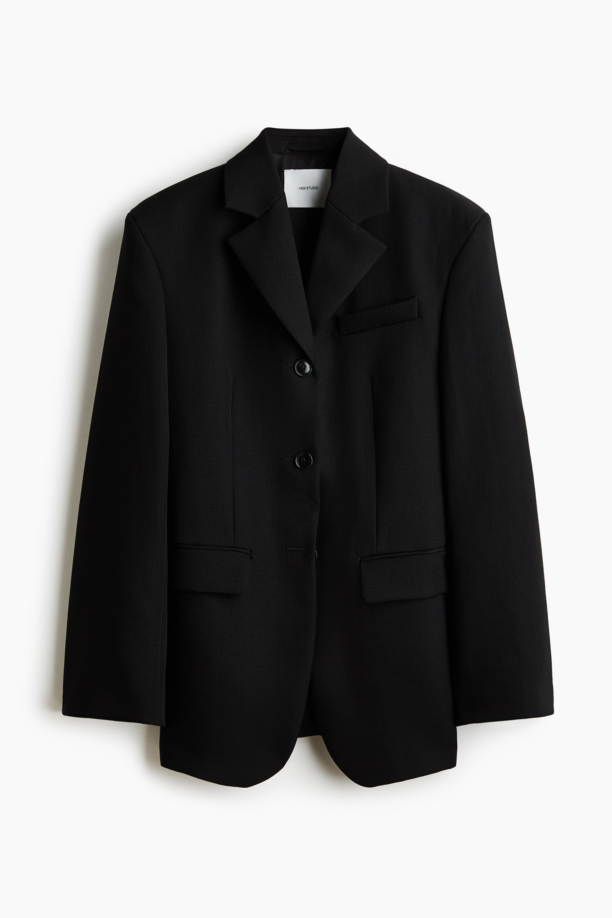 Single Breasted Wool Blazer - Black