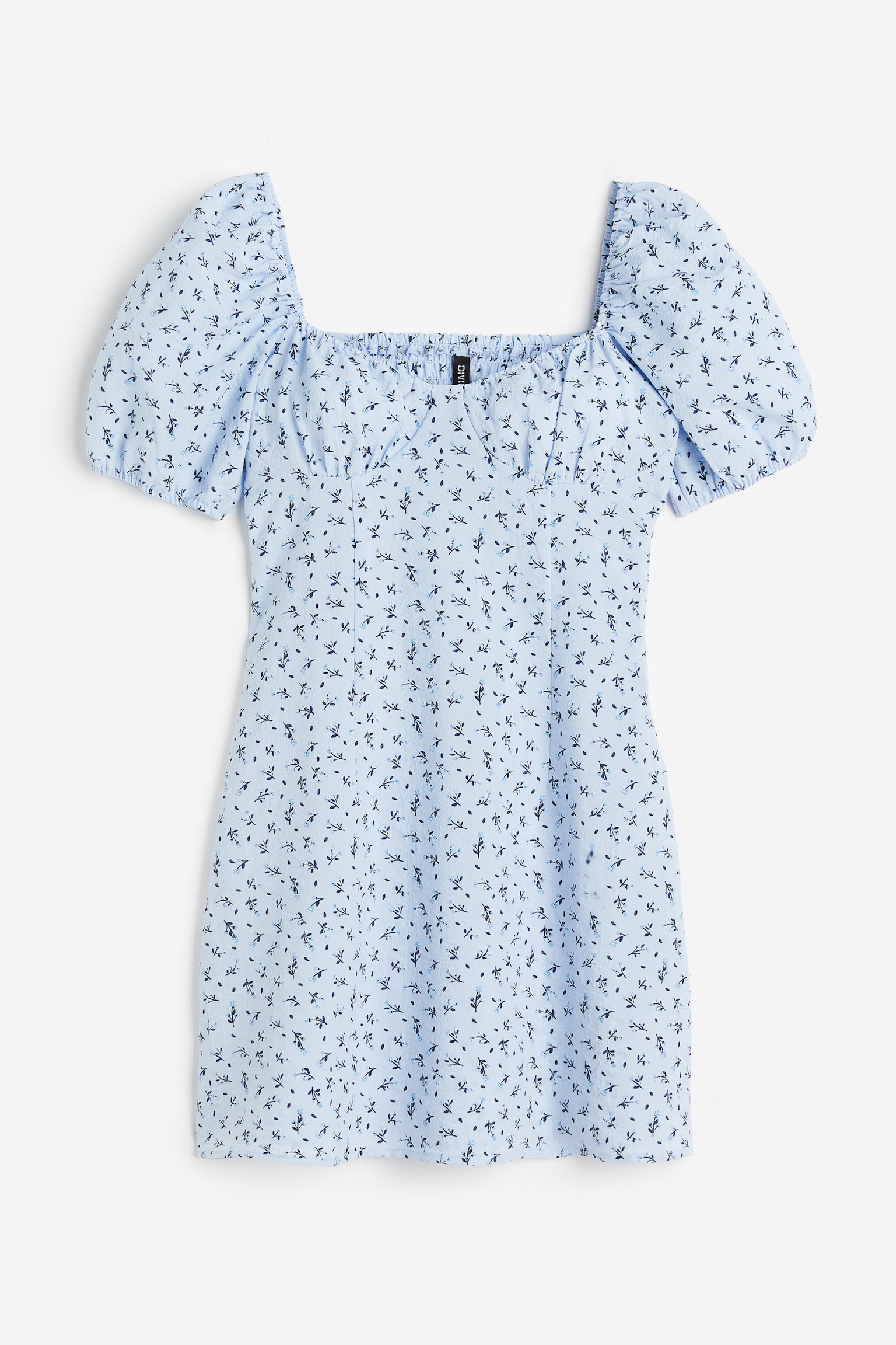 Puff Sleeve Crêpe Dress - Light blue/Floral/Light green/Check/White/Small flowers/Black - 1