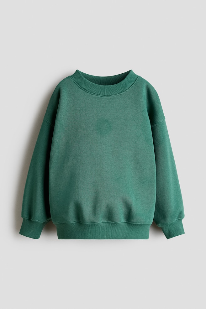 Brushed-Inside Sweatshirt - Green/Dark red/Beige/Brown/Dusty blue - 1