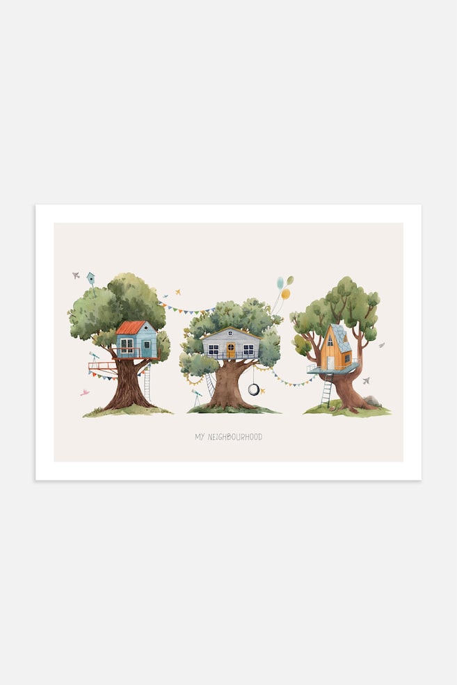 Tree House Neighbours Poster - Beige/vert/marron - 1