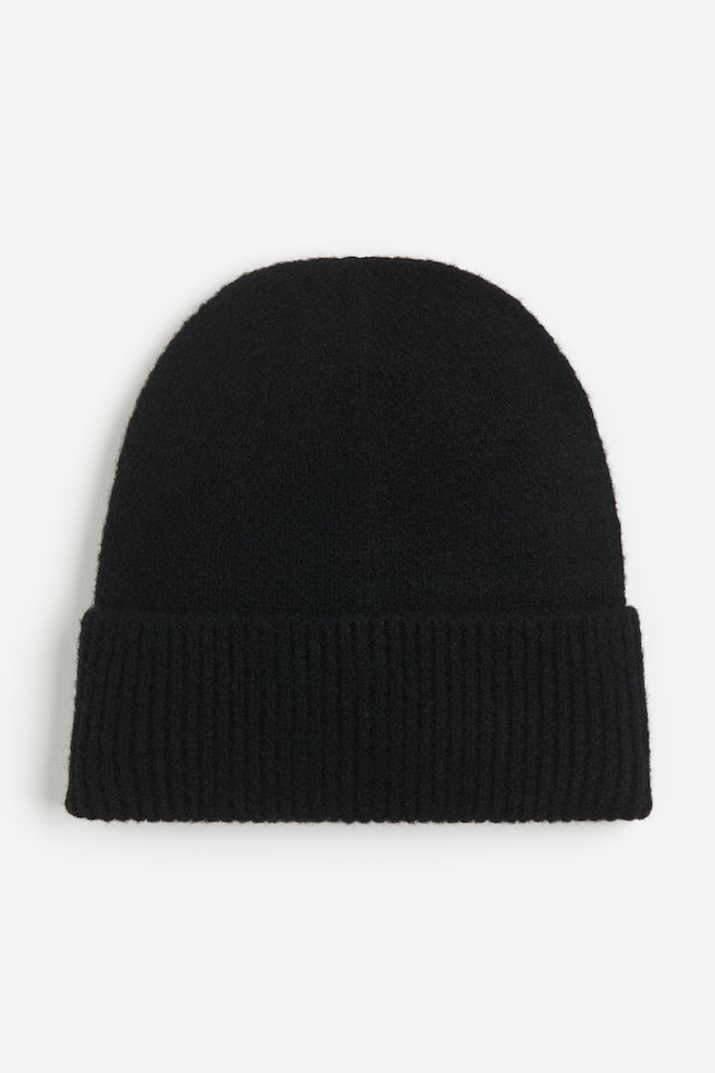 Rib-knit hat - Black/Cream/Beige - 2