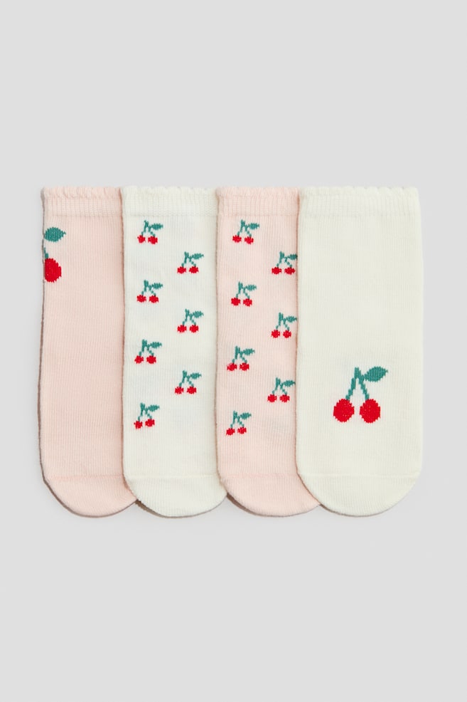 4-pack Socks - Light pink/cherries/Pink/hearts/Blue/boats/Dusty green/frog/Light pink/cat/Dark blue/car/Beige/leopard print/Beige/animals/Light green/vehicles/Light green/cherries/Beige/animals/Cream/teddy bears/Blue/cars - 1