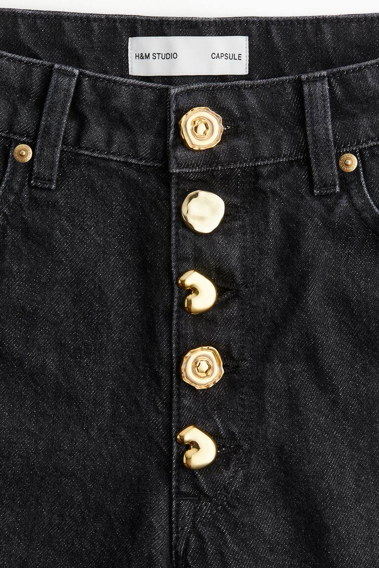 Wide Statement-Button Jeans - Black - Ladies | H&M US