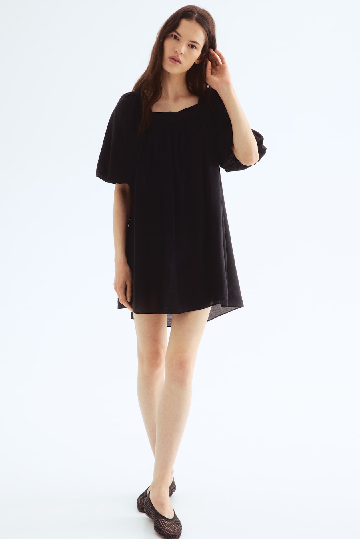 Robe tunique ?� manches ballon - Noir - FEMME | H&M FR