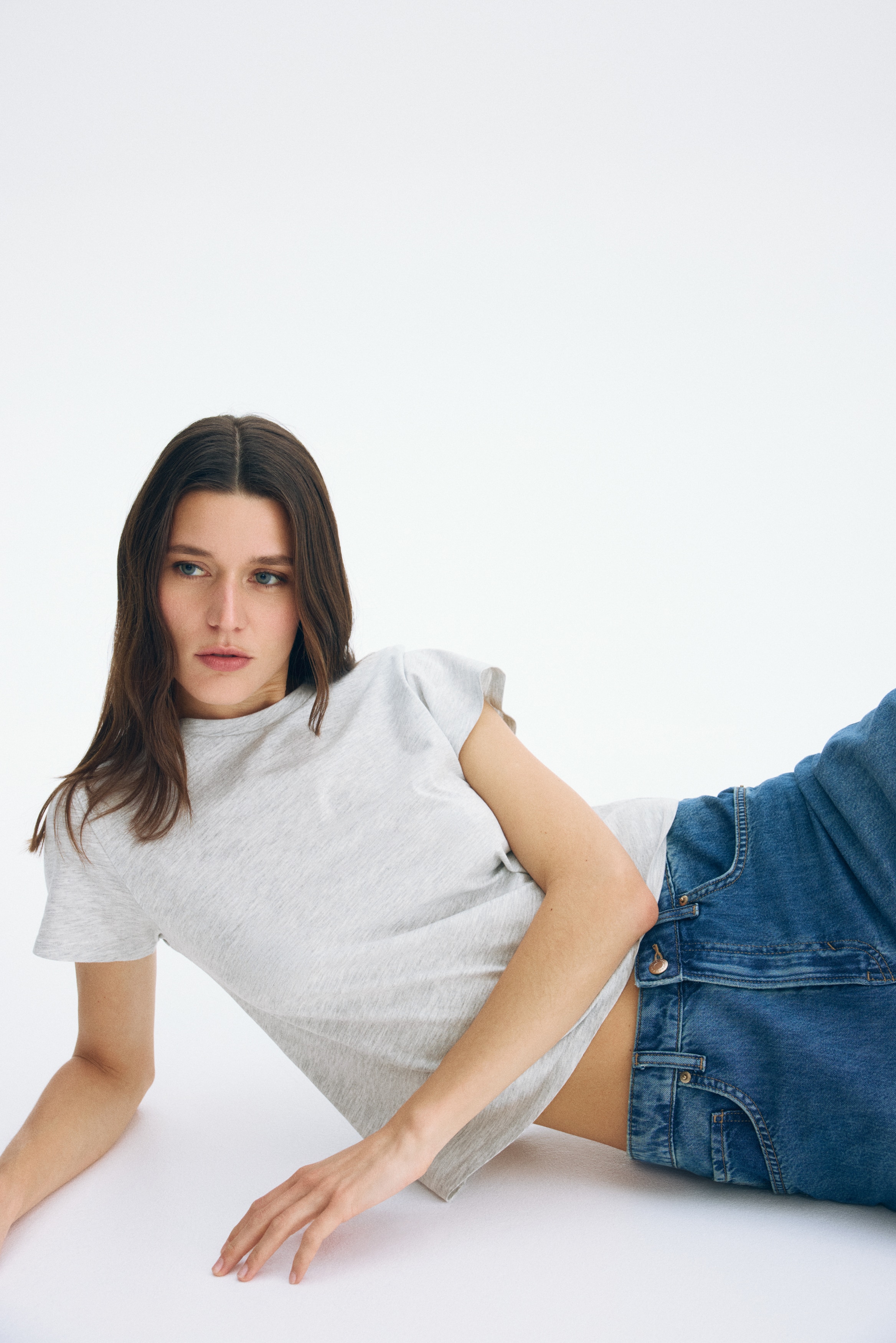 Cotton T-shirt - Light grey marl/Blue/White/Navy blue striped/Orange/Dark dusty pink/Light pink/Light yellow/Black/White/White