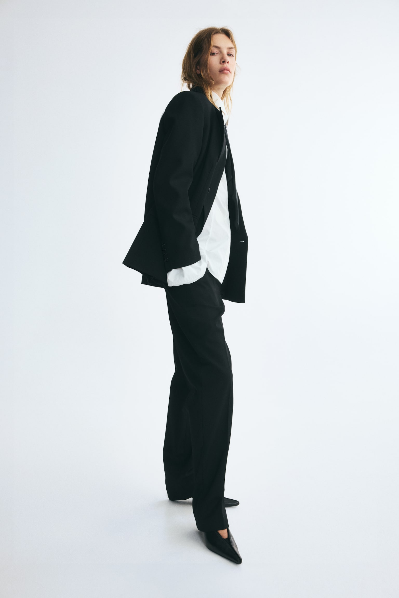 Женские брюки H&M Wool-Blend Dress Pants, цвет: Чёрный — фото 5