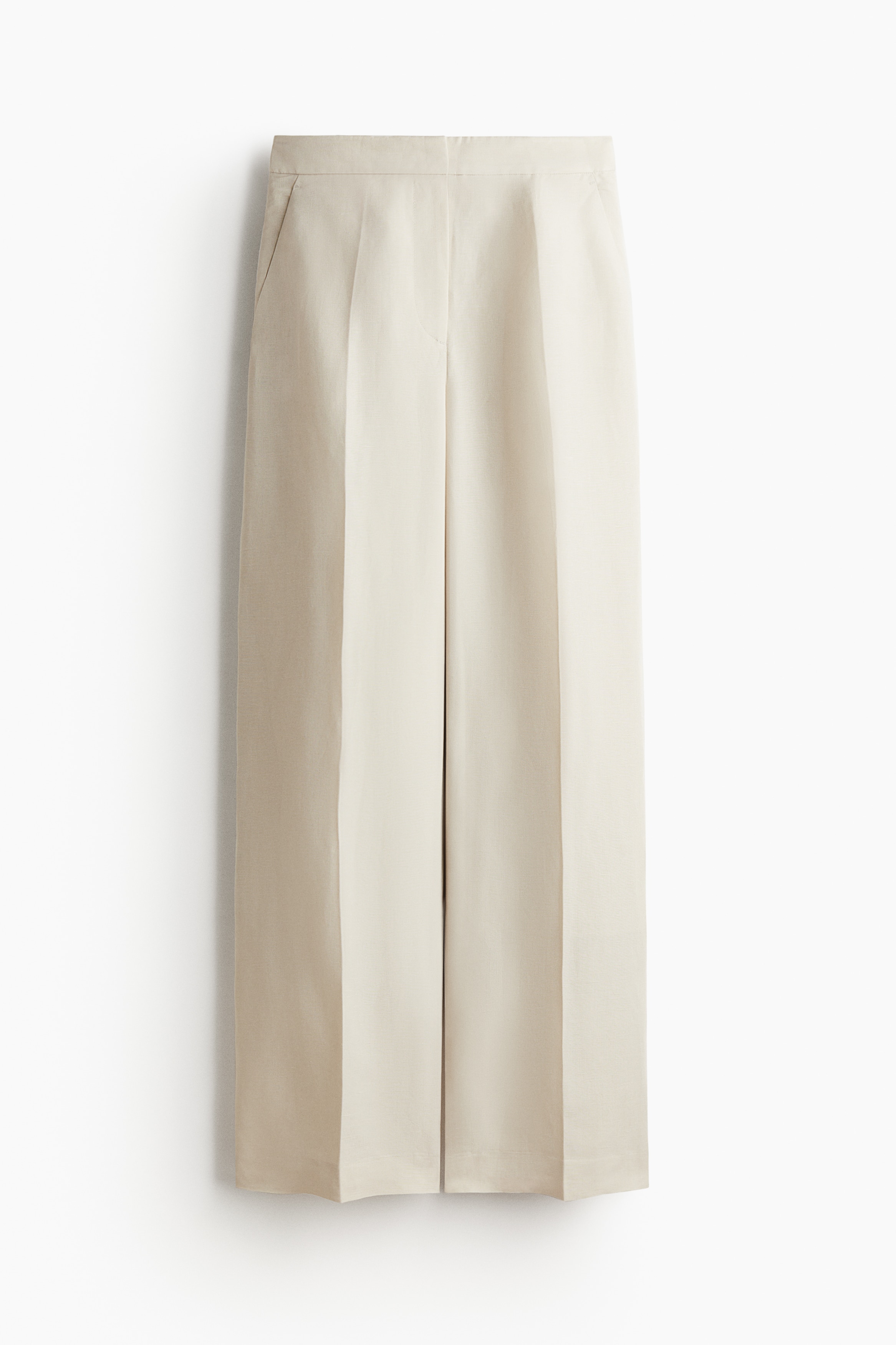 Pantalone od mešavine lana - Svetlobež