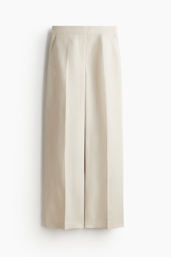 Pantalón en mezcla de lino - Beige claro - 1