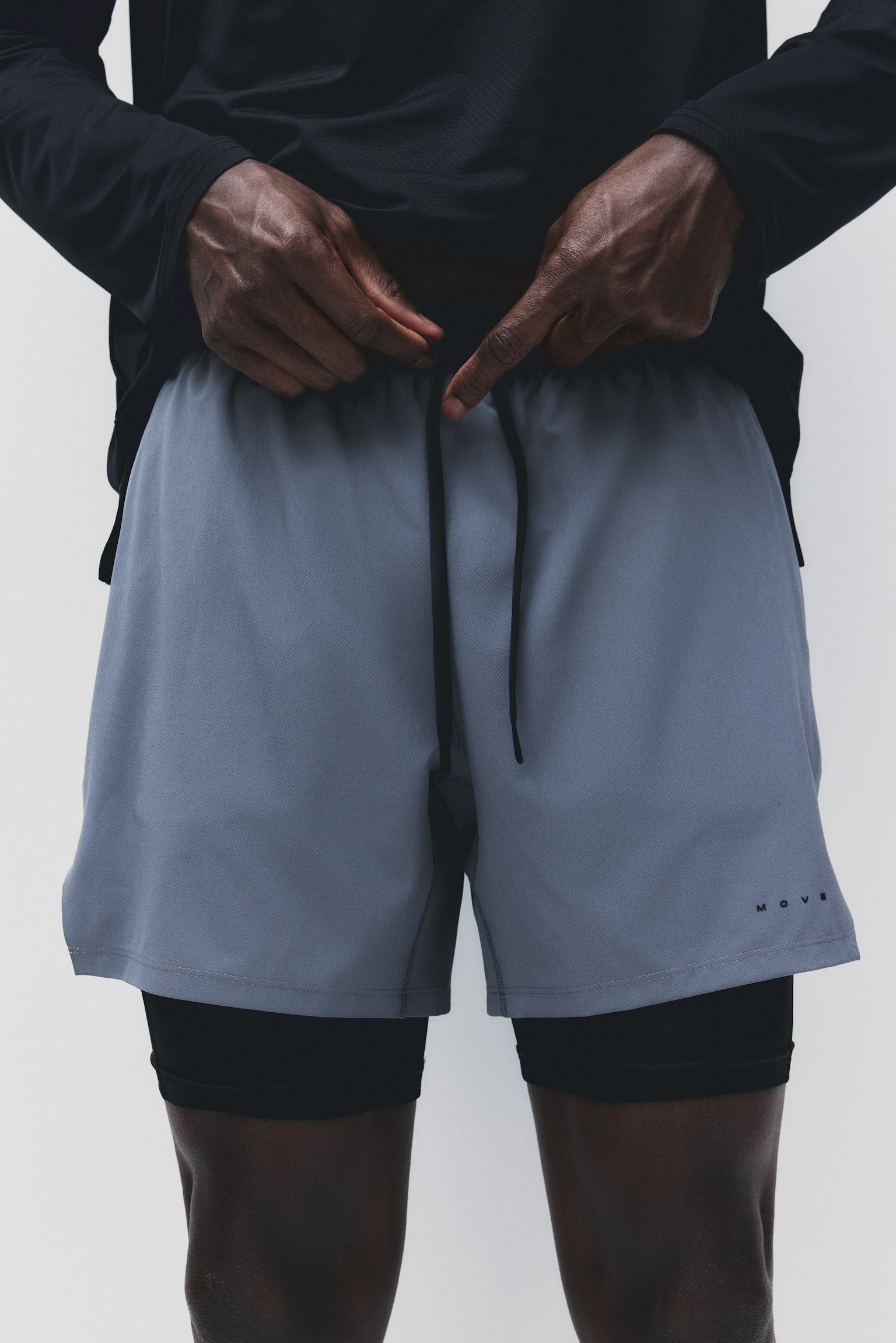 Double-layered sports shorts with DryMove™ - Dusty grey/Dark grey/Dusty green/Beige/Black/Burgundy - 7