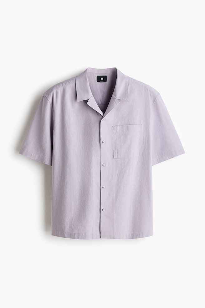 Relaxed Fit Linen-blend shirt - Light dusty purple - 1