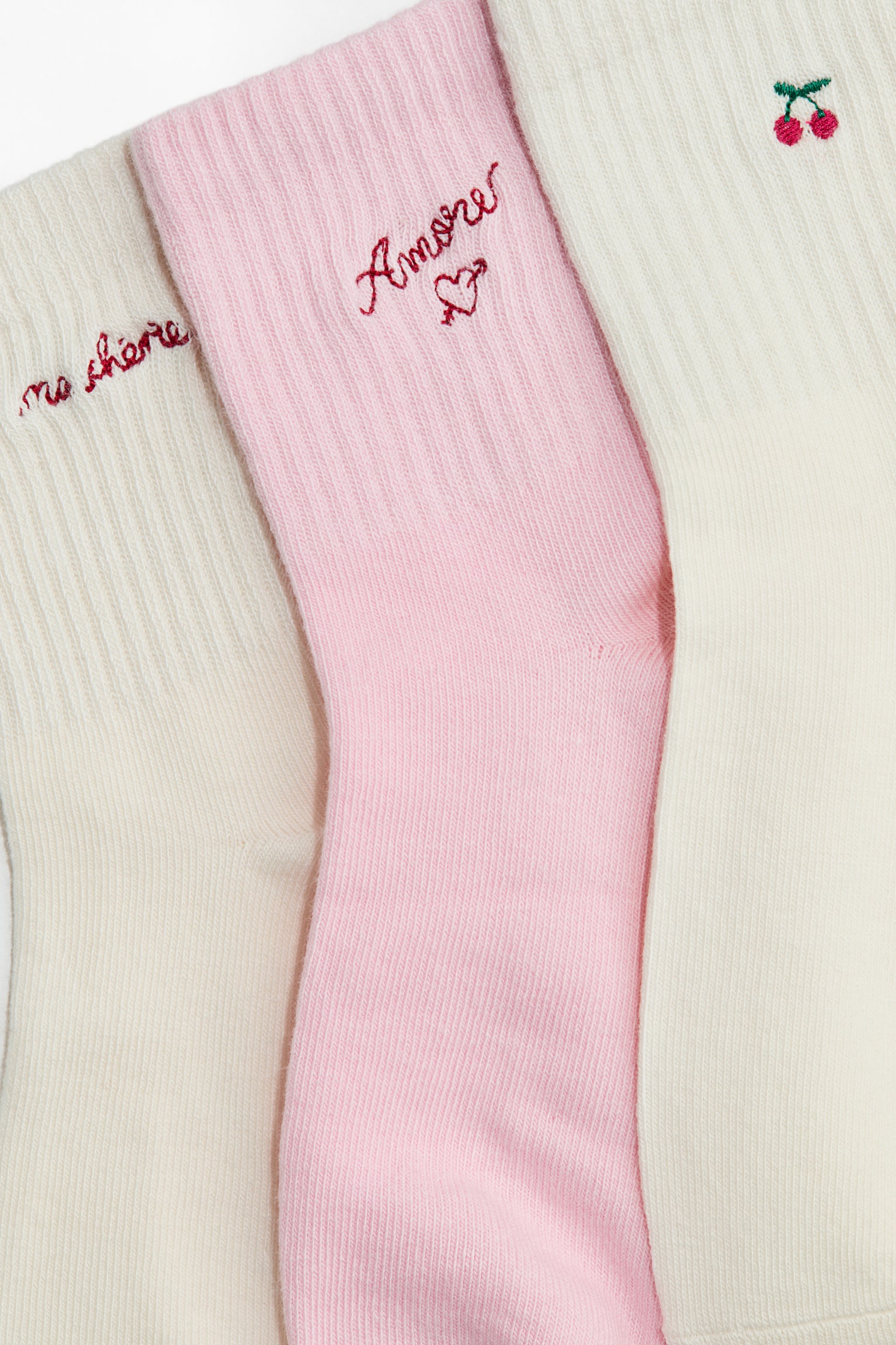 Lot de 3 paires de chaussettes - Blanc/rose/Amore - 3