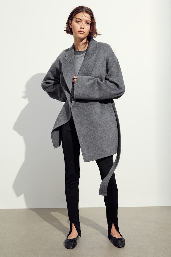 Wool-blend coat - Dark grey/Light beige - 6