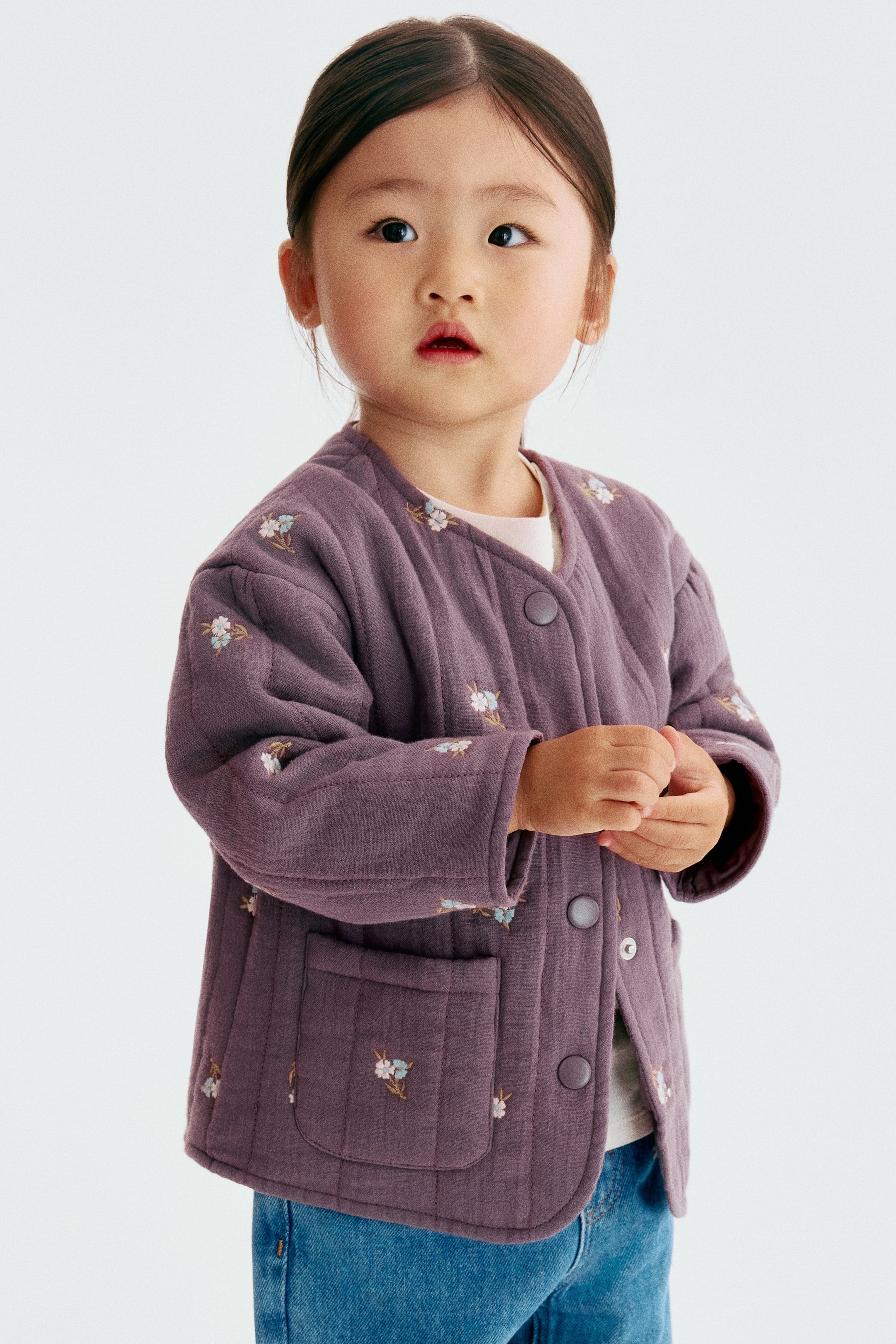 View larger image: Embroidery-detail jacket - Purple/floral - Kids | H&M US 1