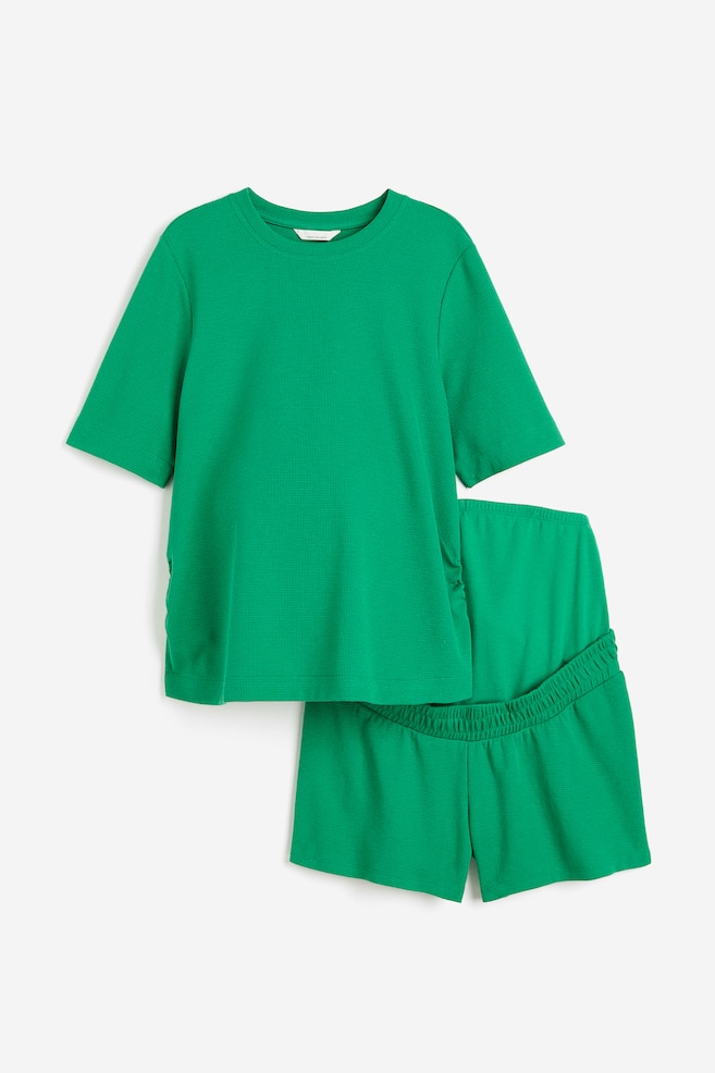 MAMA Waffled jersey set - Green/Cerise - 2