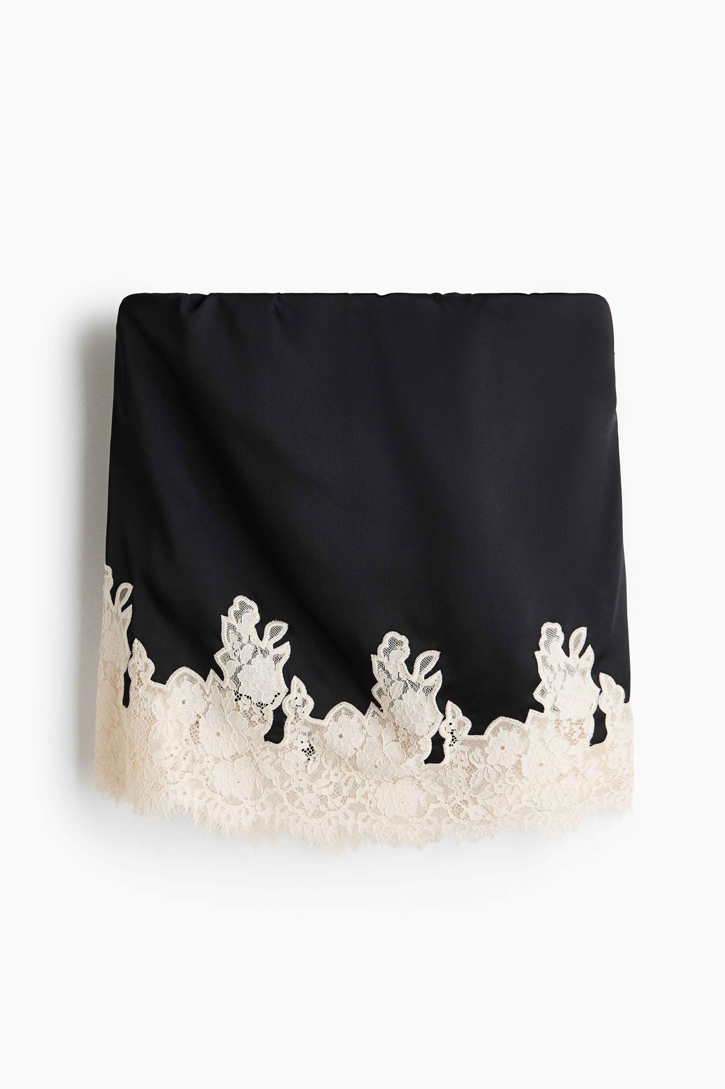 Lace Trim Bandeau Top - Black/Cream