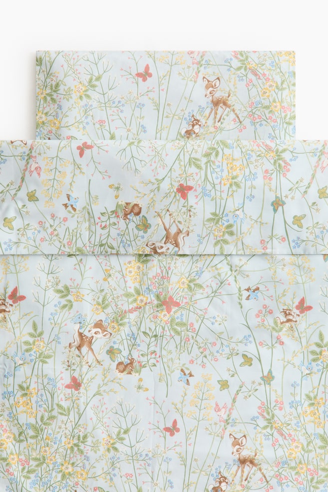 Cot duvet cover set - Light blue/Bambi/White/Bambi/Brown/Bambi - 1