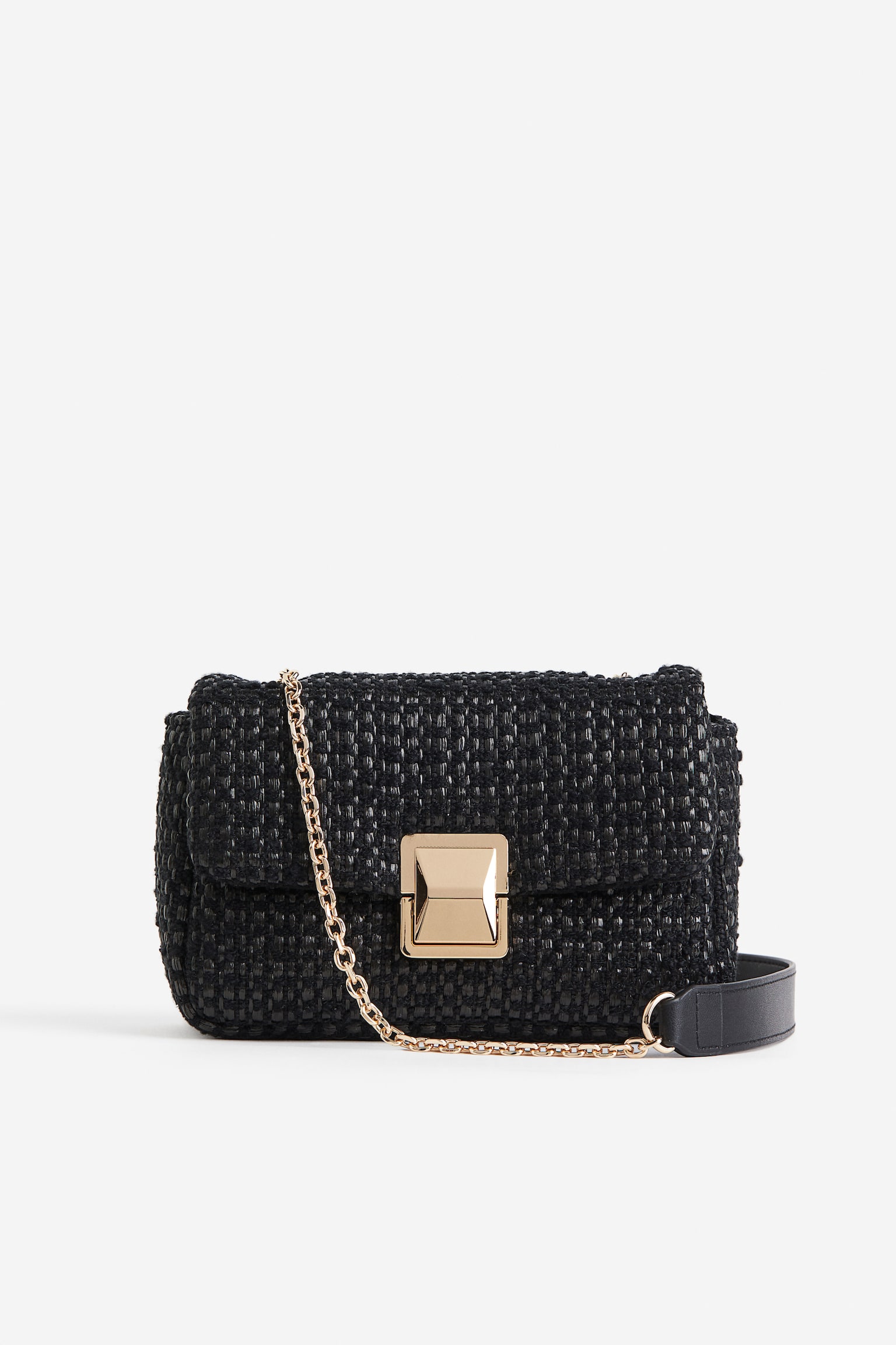 Textured Weave Crossbody Bag - Black - 1