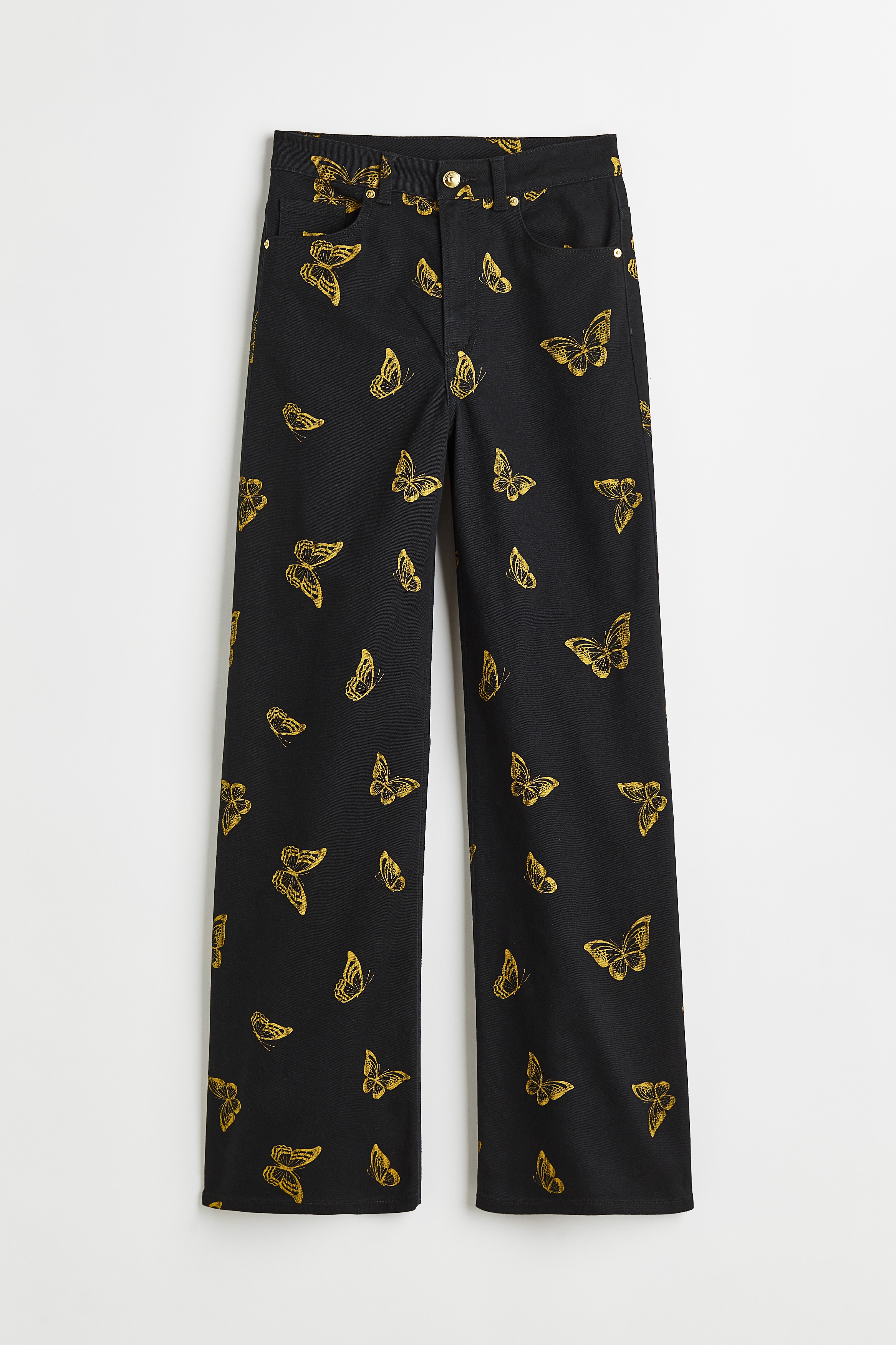 Patterned twill trousers - Black/Butterflies - Ladies | H\u0026M IN