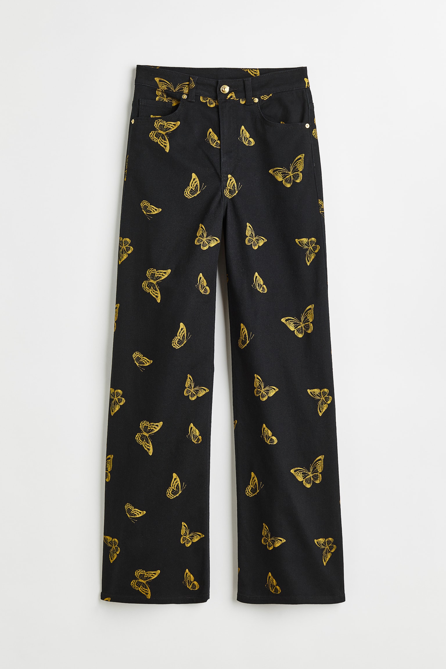 Patterned twill trousers - Black/Butterflies