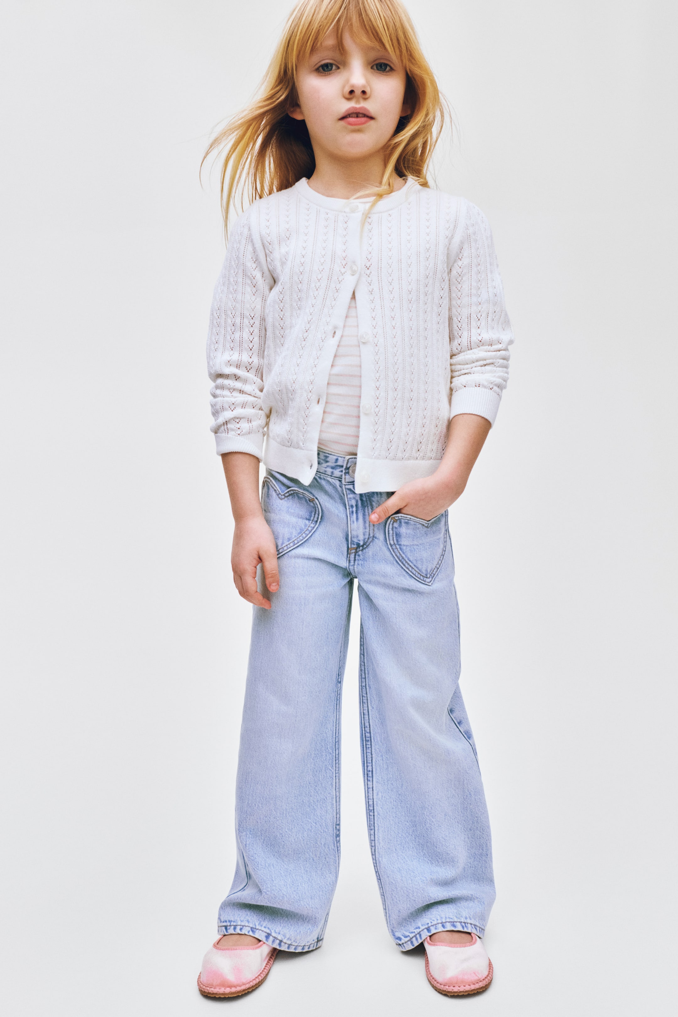 Детские джинсы H&M Motif-Detail Wide-Leg Jeans — фото 5
