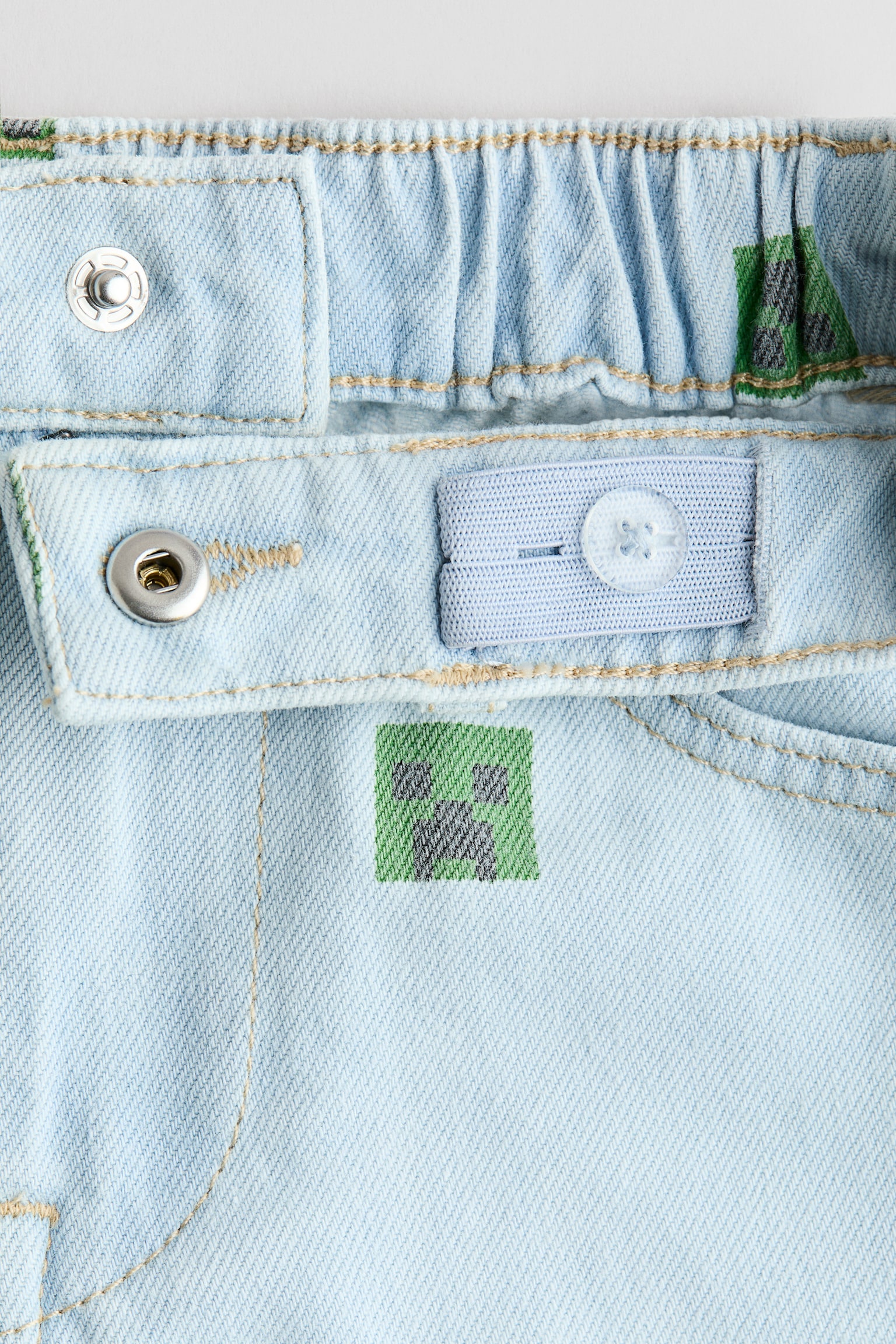 Printed denim shorts - Light denim blue/Minecraft - 3