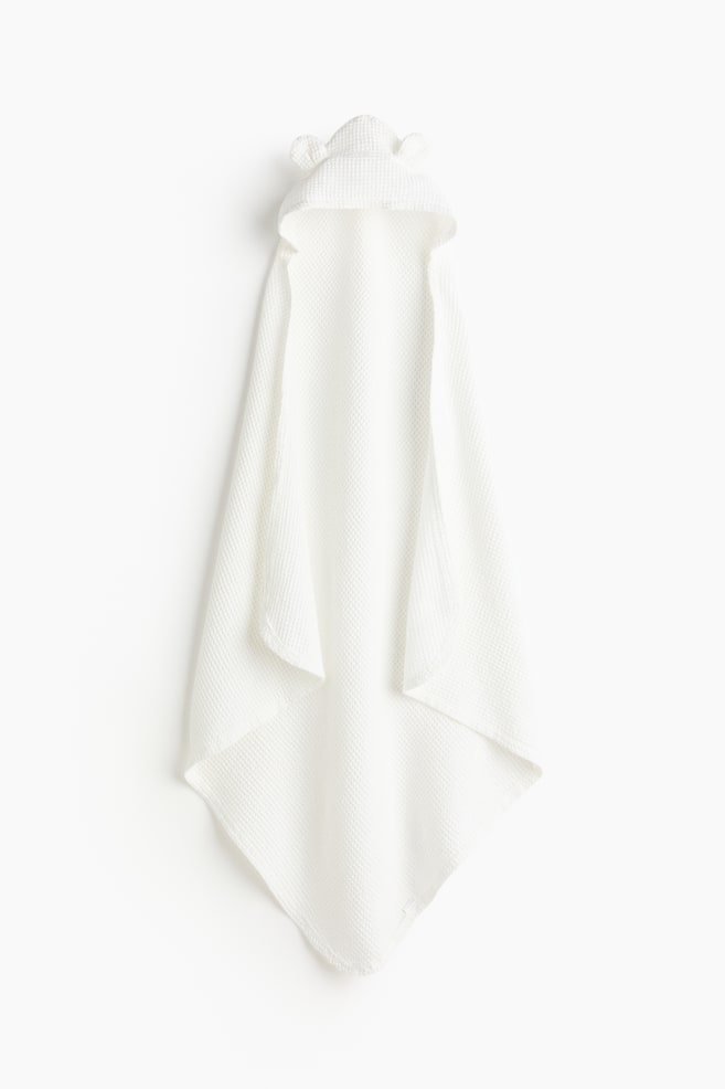 Hooded Bath Towel - White/Beige - 1