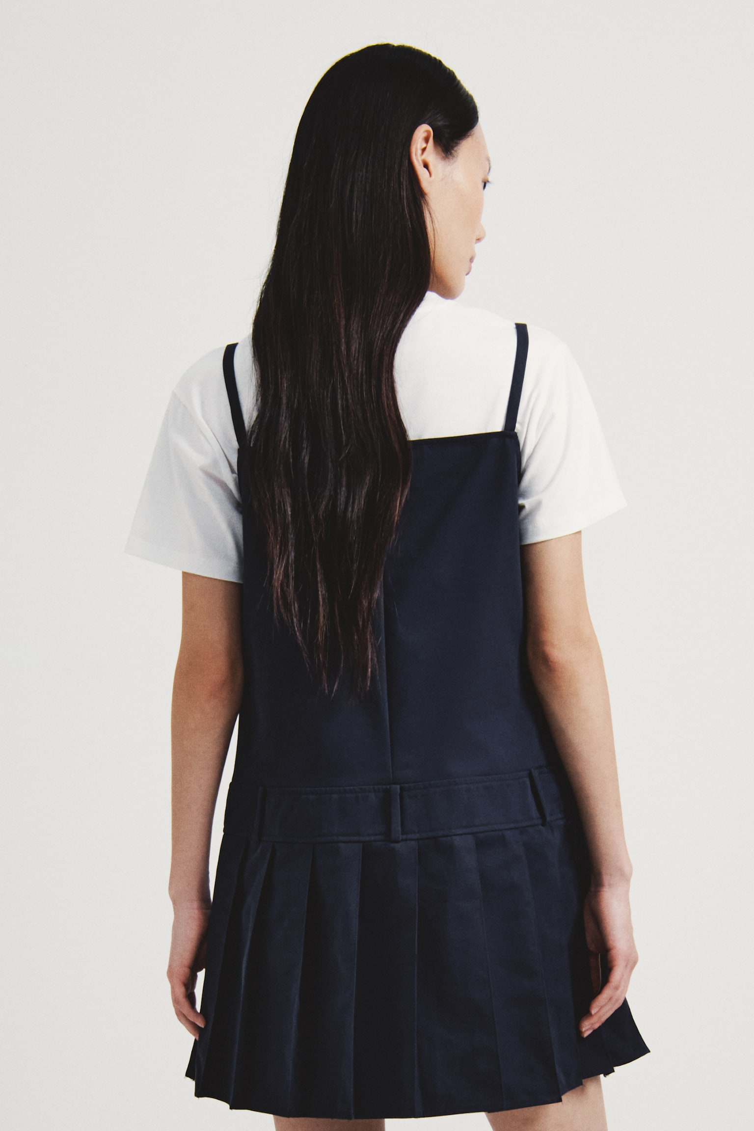 Pleated-Skirt Dress - Navy blue/Beige - 5