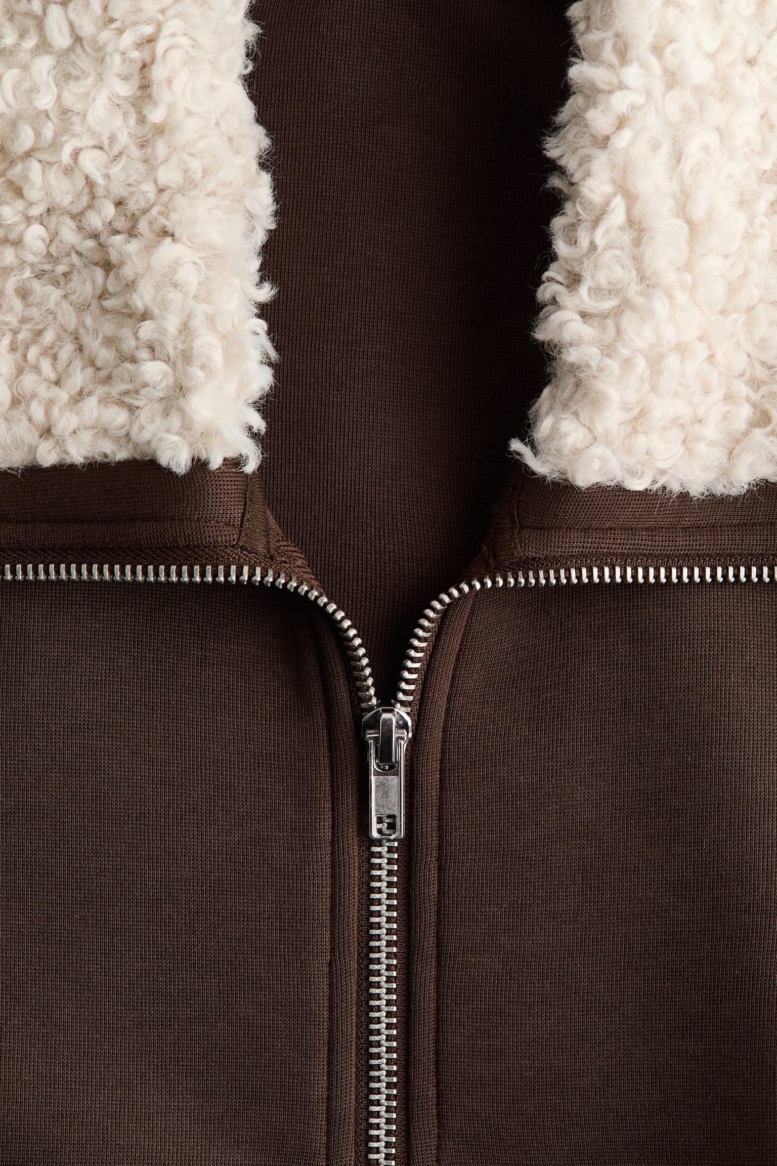 Sweatshirt i scuba med lynlås foroven - Mørkebrun - 4