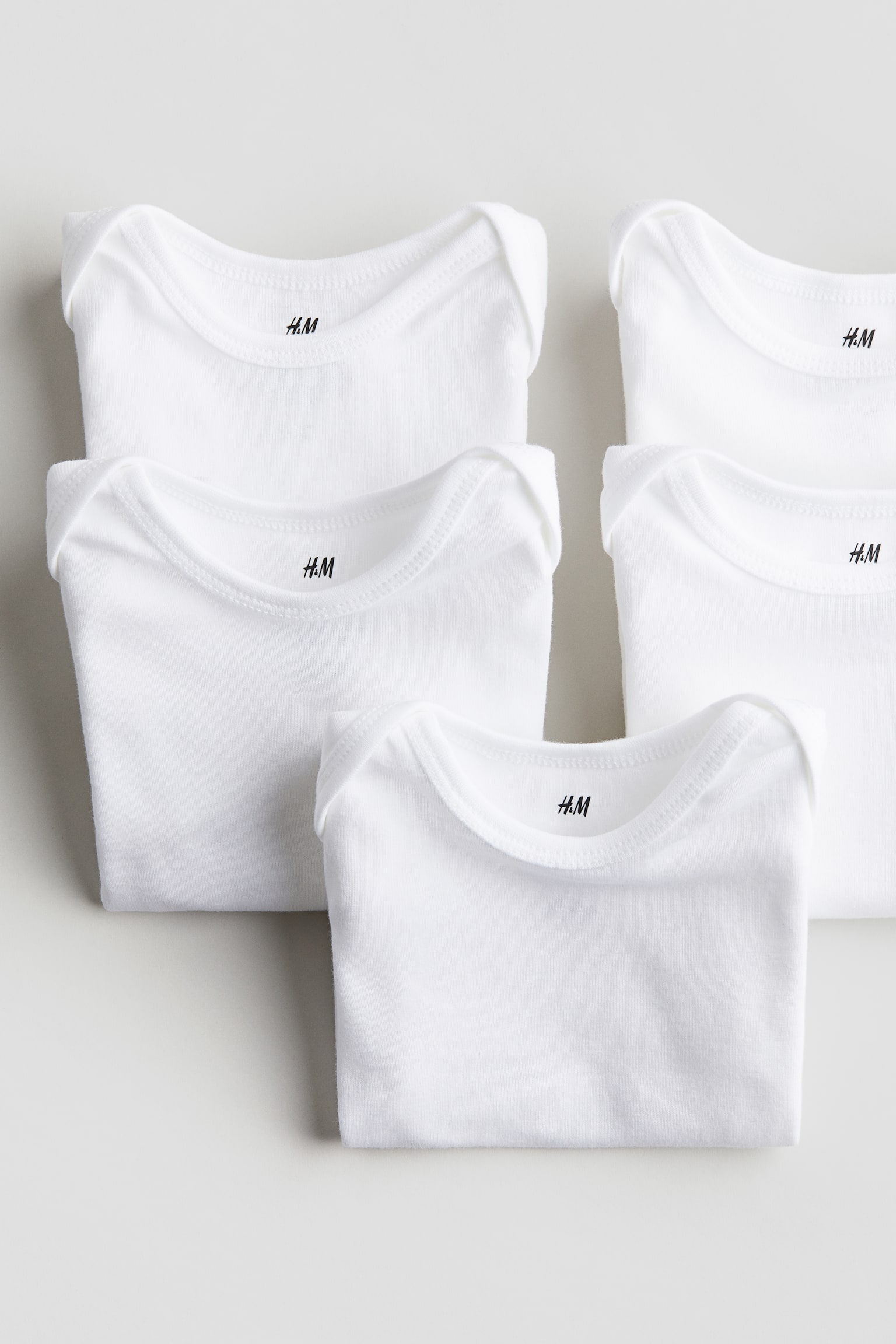 5-pack Cotton Bodysuits - White/Dark grey/Light grey marle/Dark beige/Light beige/Light pink/Light grey marle/Blue/White/Green/Light green/Blue/White/Light green/Light blue - 5