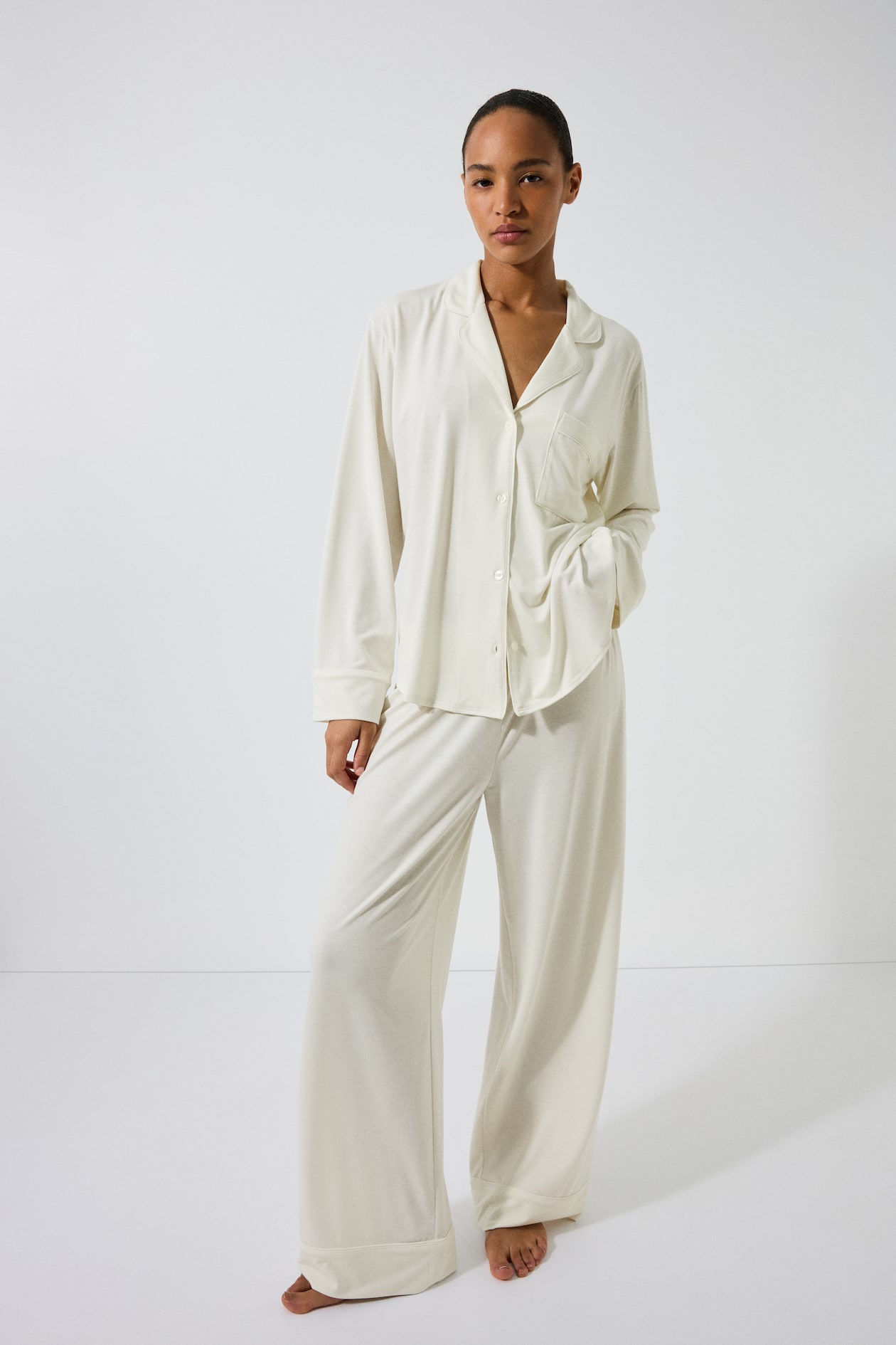 H&M Women's Cream Viscose-Blend Pajamas | H&M US
