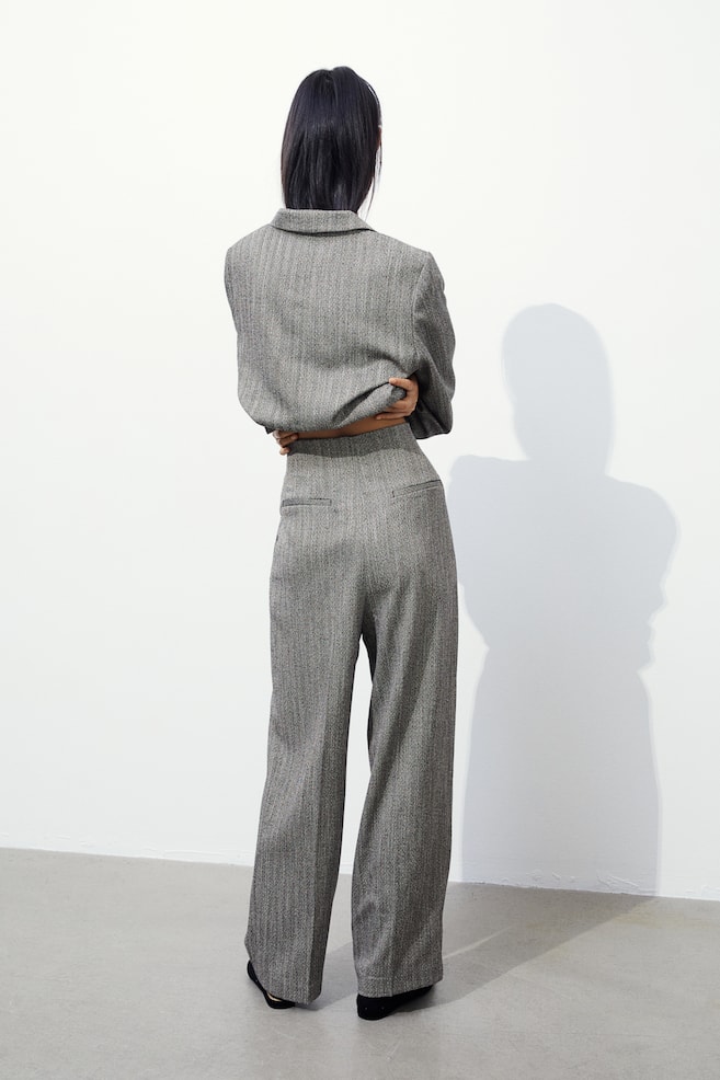 Stylede bukser med høj talje - Grå/Sildebensmønstret/Black - 3