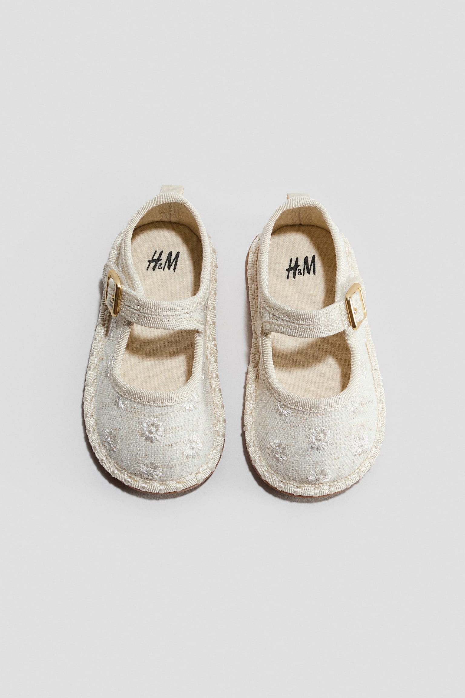 Linen-blend Mary Janes - Cream