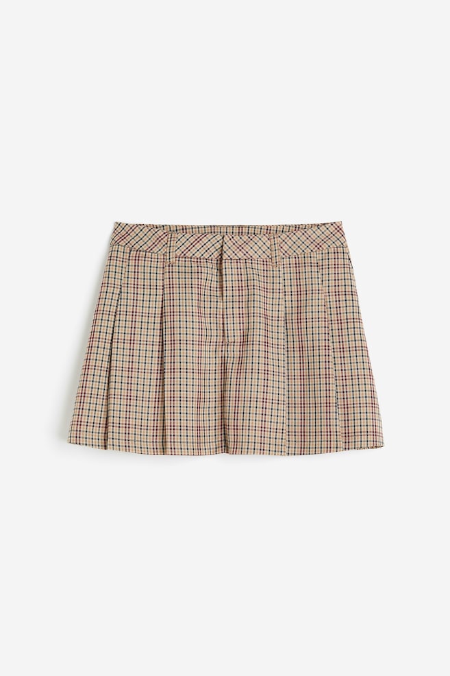 Pleated A-line skirt - Beige/Checked/Black/Light grey marl/Dark beige - 2