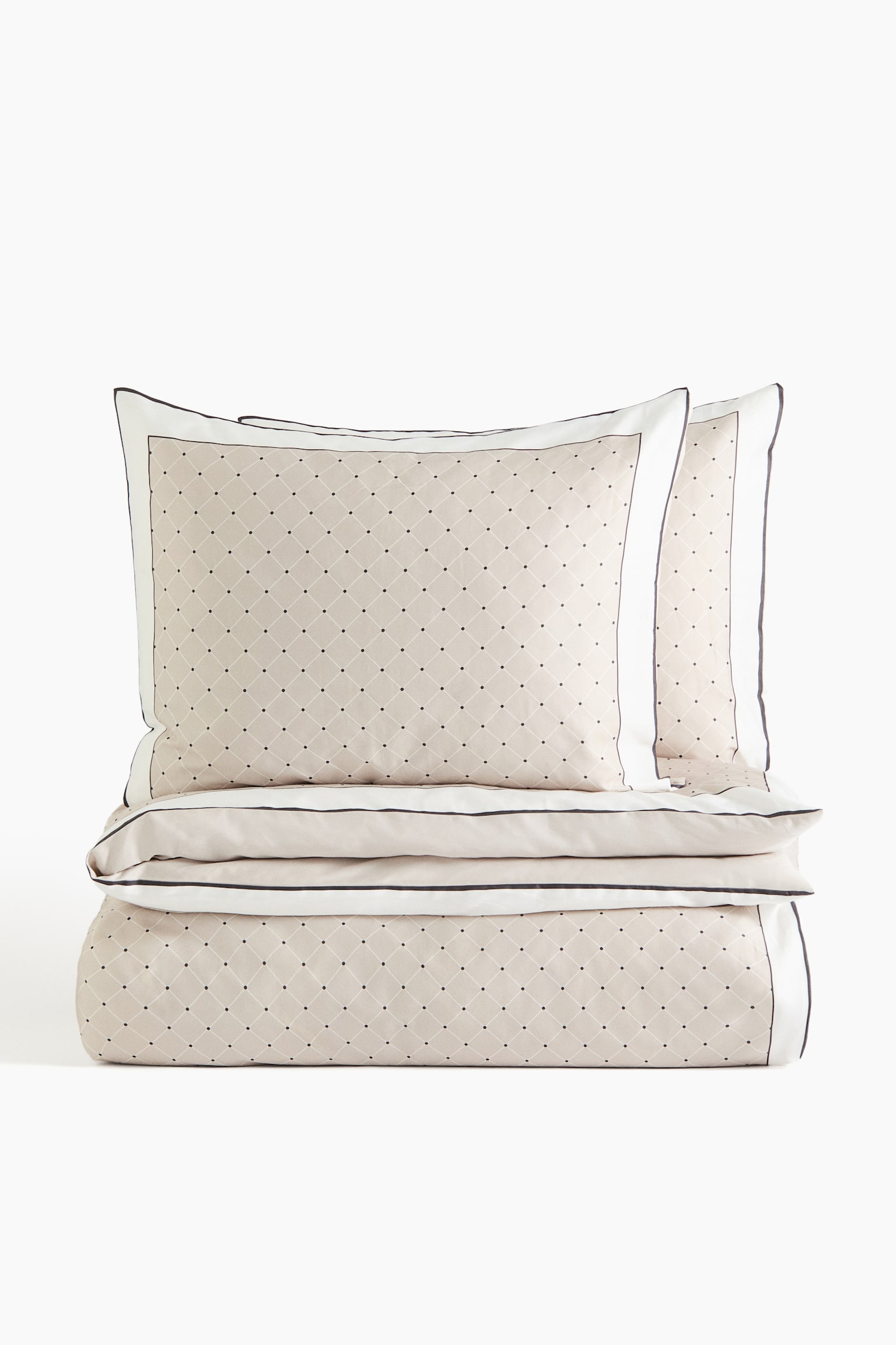 Cotton Sateen King/Queen Duvet Cover Set - Beige/polka dot/Light dusty blue/polka dot