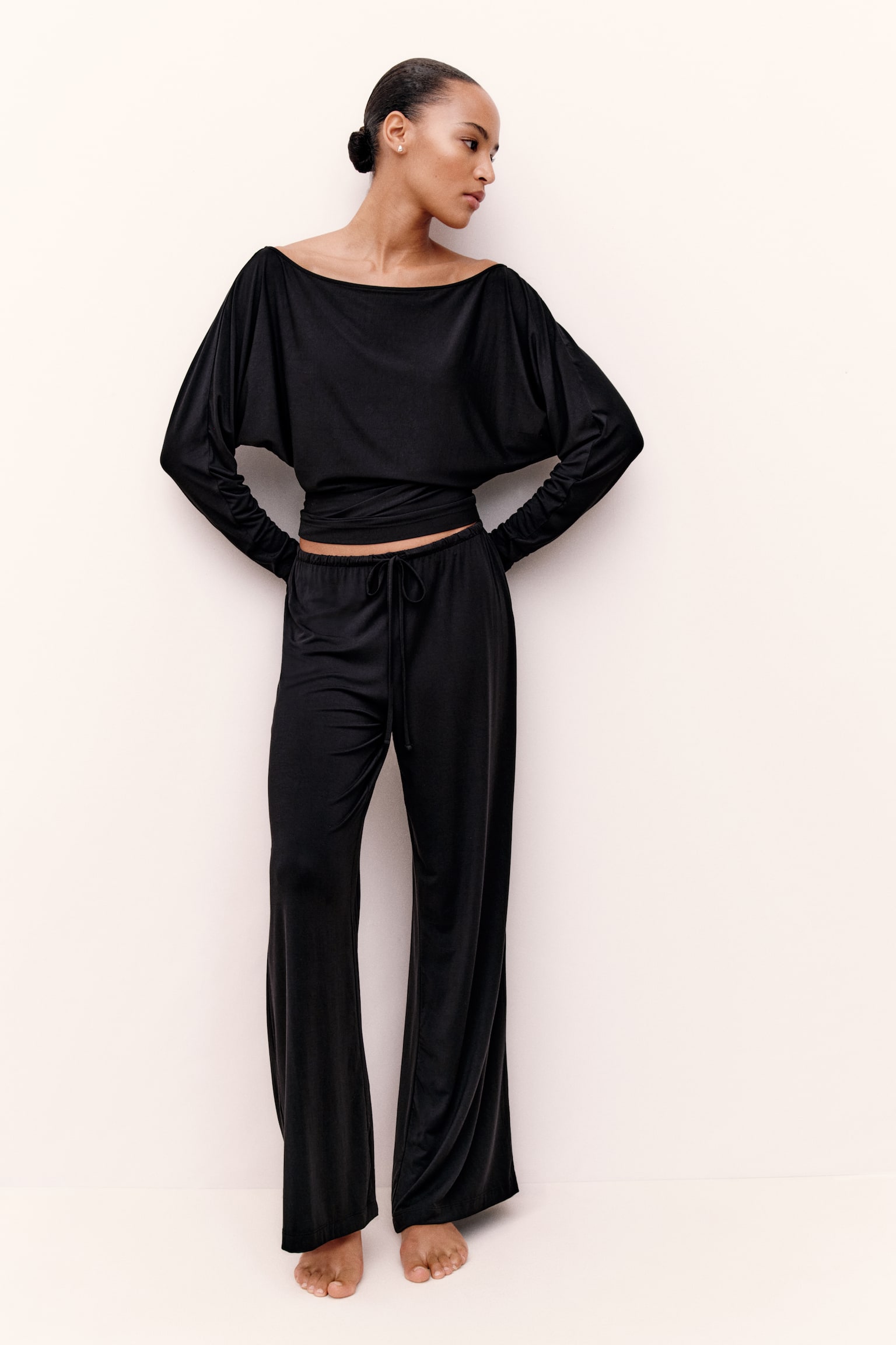 Пижама, модал, джерси — H&M, цвет: Чёрный — фото 2